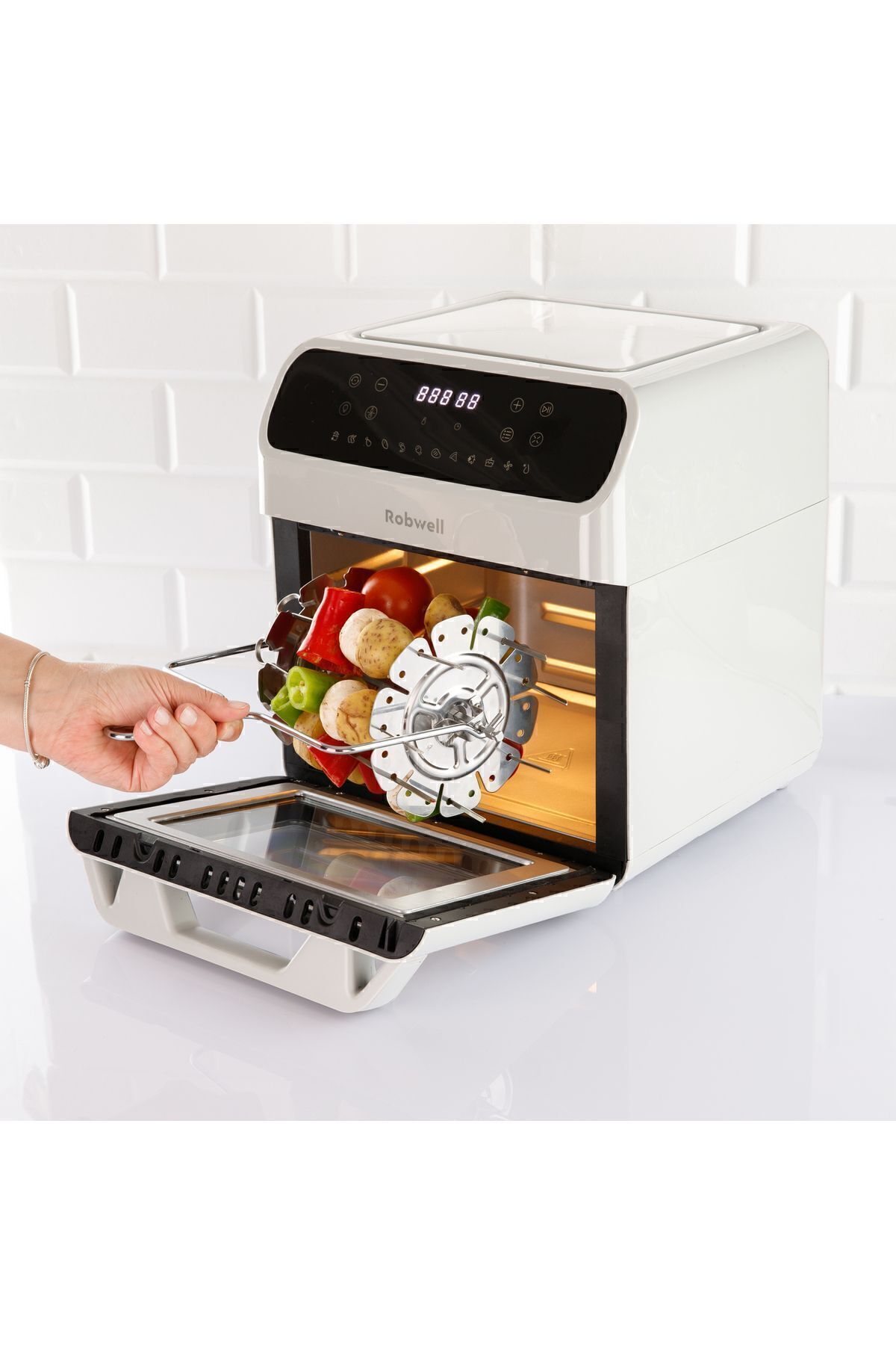 Robwell Robx As29 12 Litre Tavuk Çevirme Şiş Kebap Dönen Patates Sepetli Airfryer-3