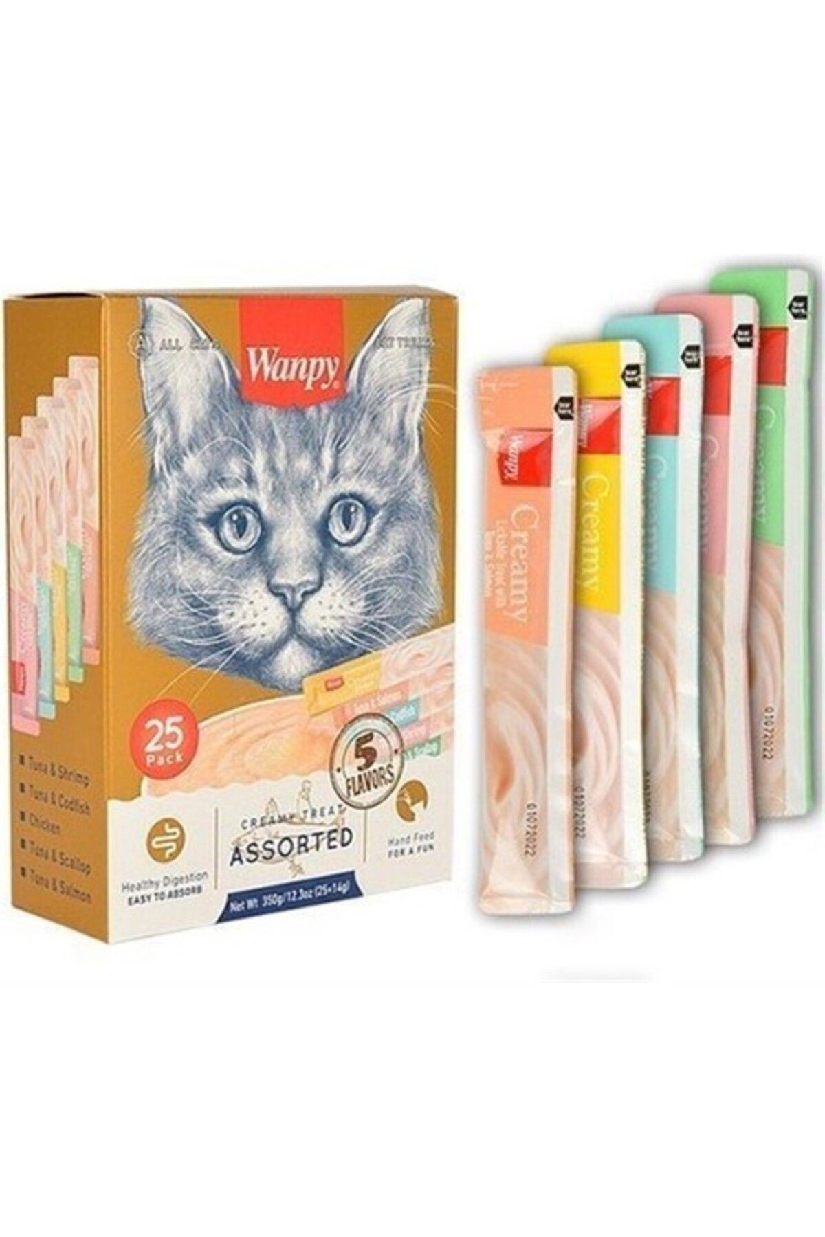 Wanpy Karışık Kedi Sıvı Ödülü 14 gr 25li 2 Eko Paket