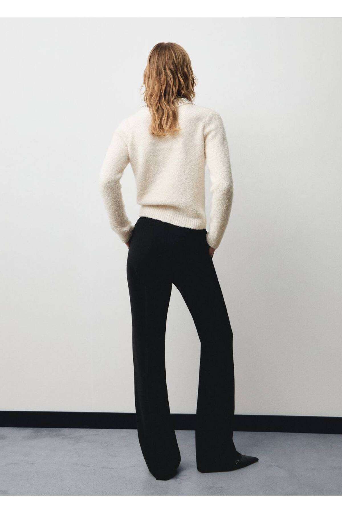 MANGO Woman-Polo Neck Sweater with Stones 4