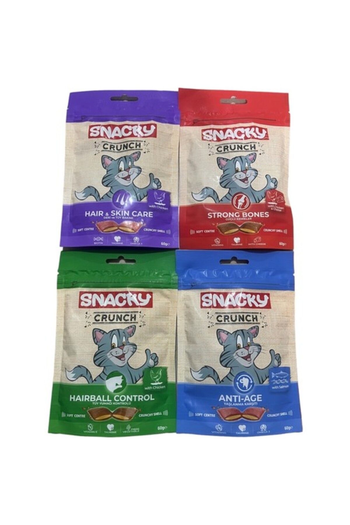 Snacky Crunch Kedi Ödül Maması - 4'lü Karma Paket