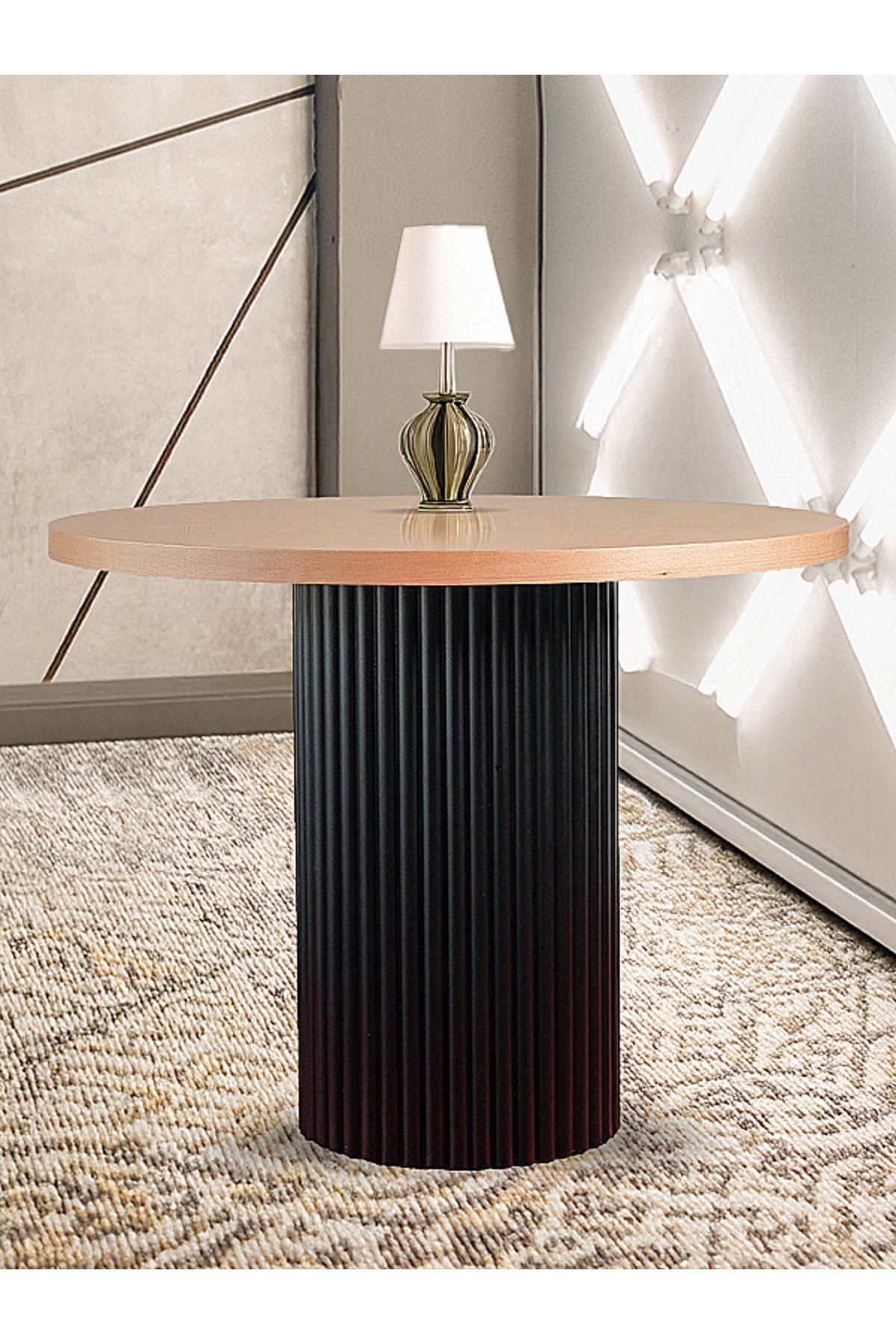 Gazzini Furniture Arya Yuvarlak Ahşap Bohem Masa 110x110