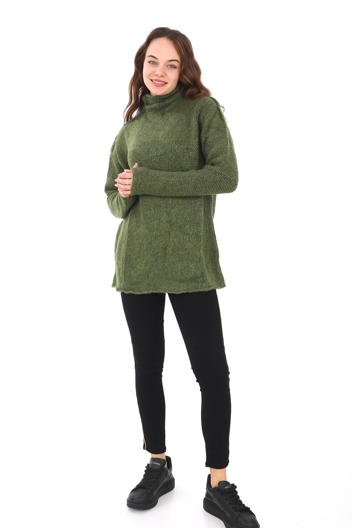 Big Love-Women's Turtleneck Oversize Long Knitwear Sweater 4