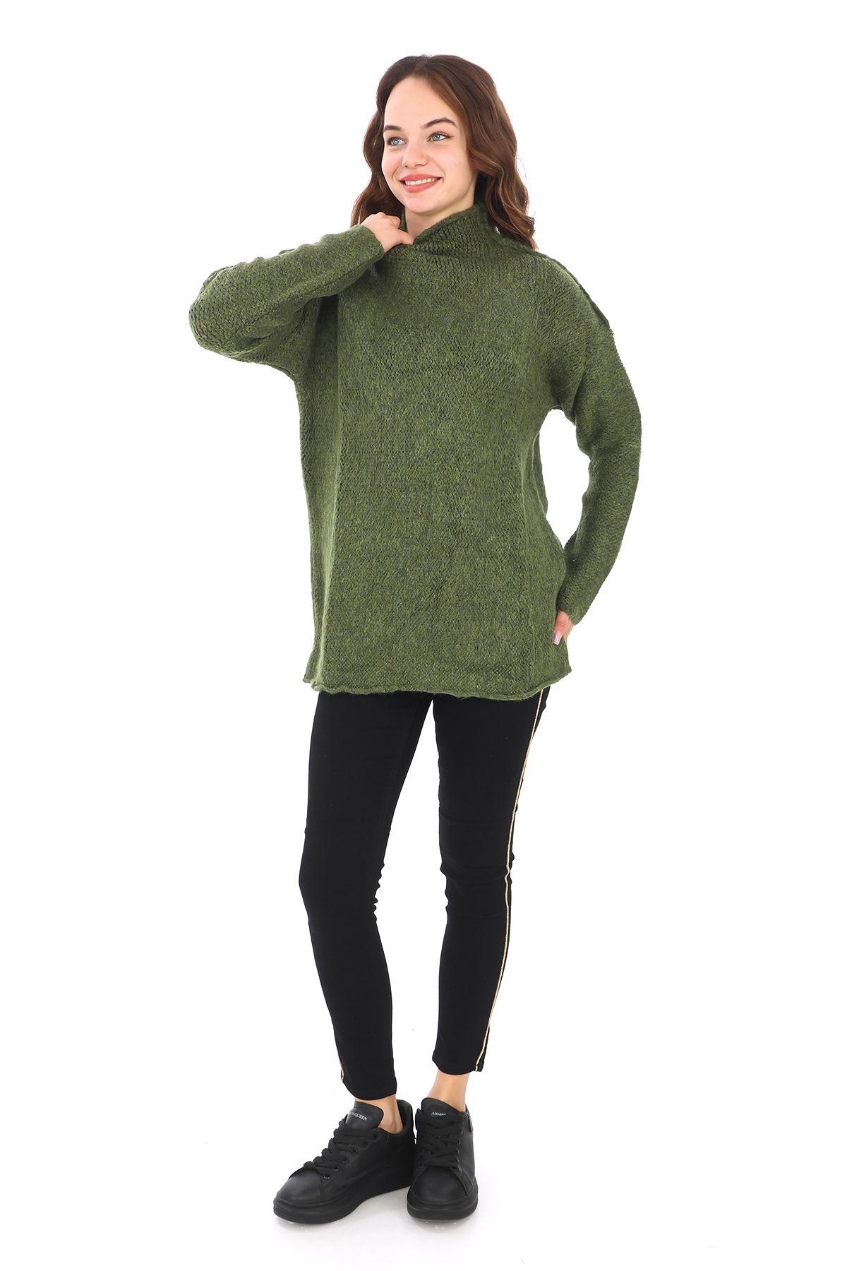 Big Love-Women's Turtleneck Oversize Long Knitwear Sweater 3