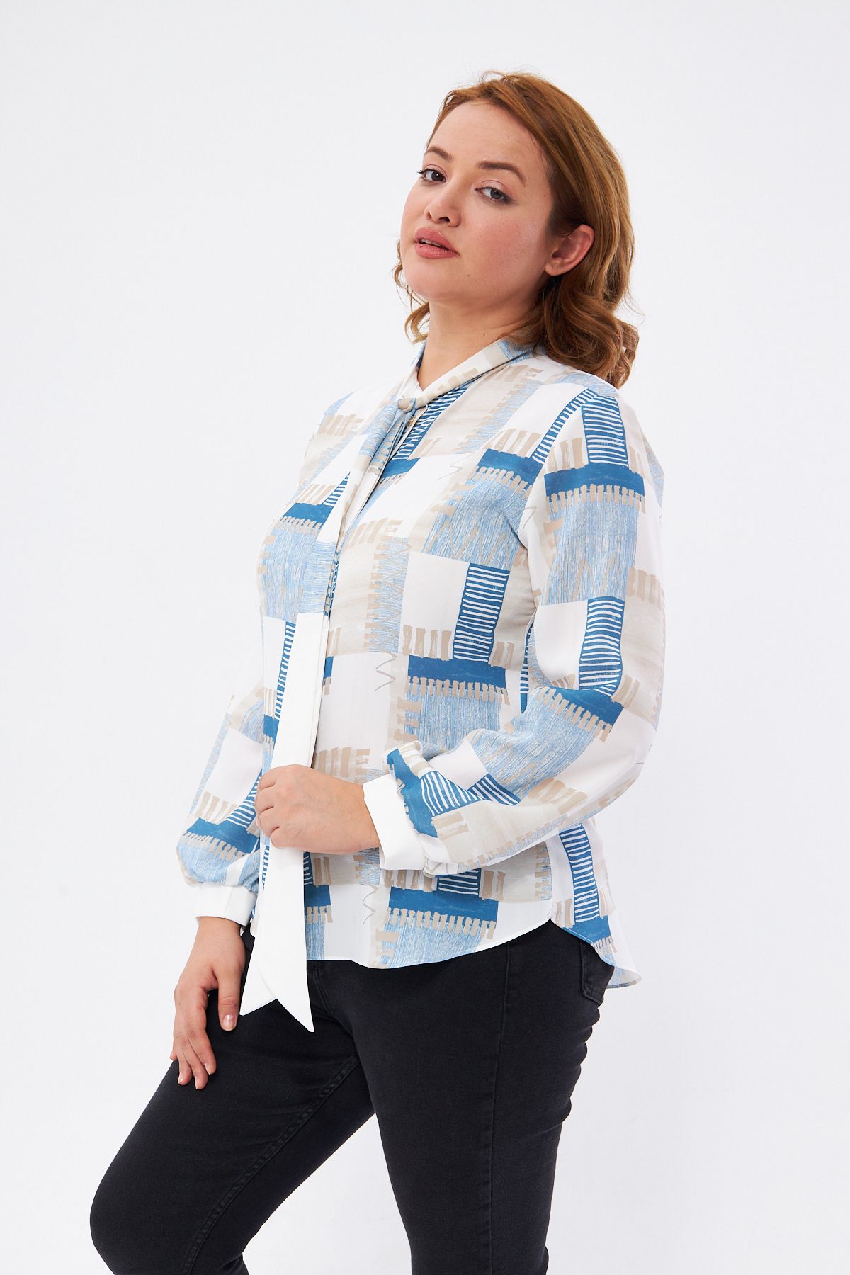 Ayhanlar Collection-Plus Size Blouse - Blue - Slim 2