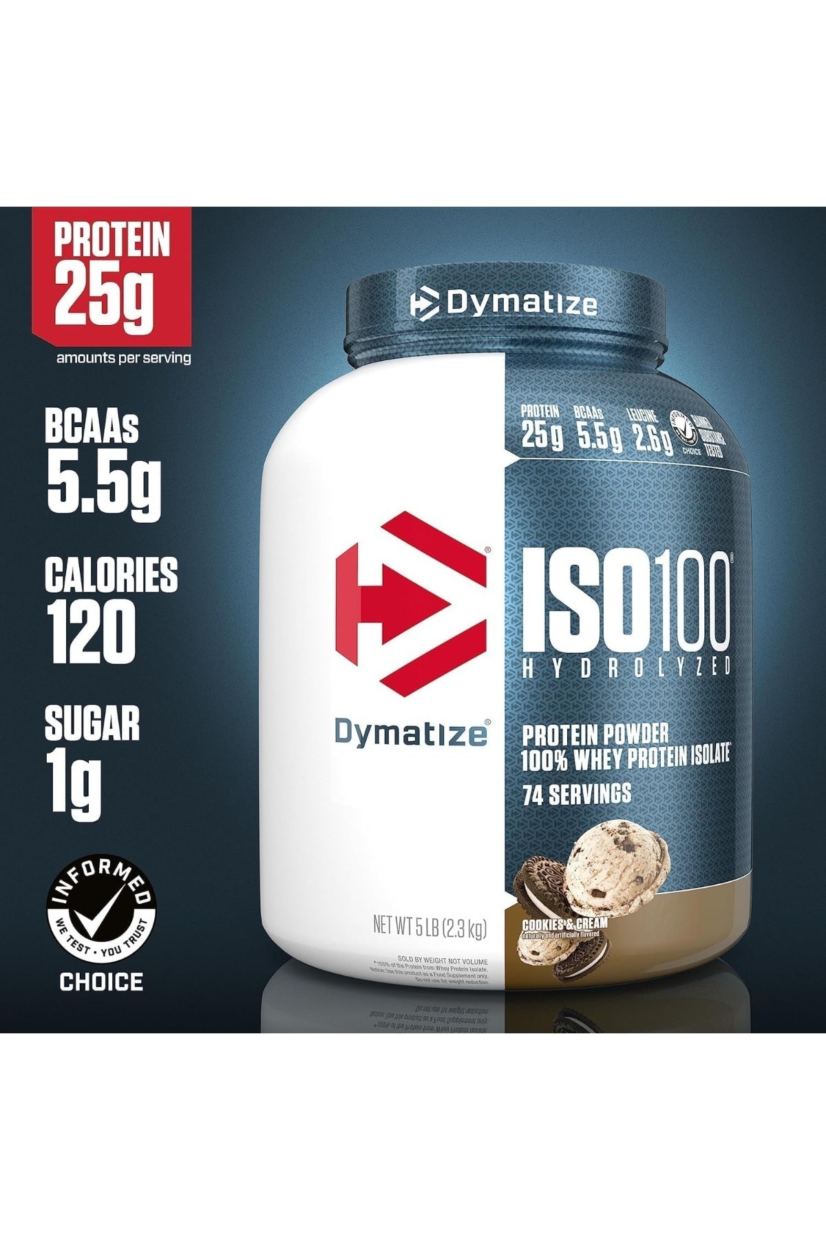 Dymatize-- Iso 100 - Cookies And Cream - 5 Lbs. 3