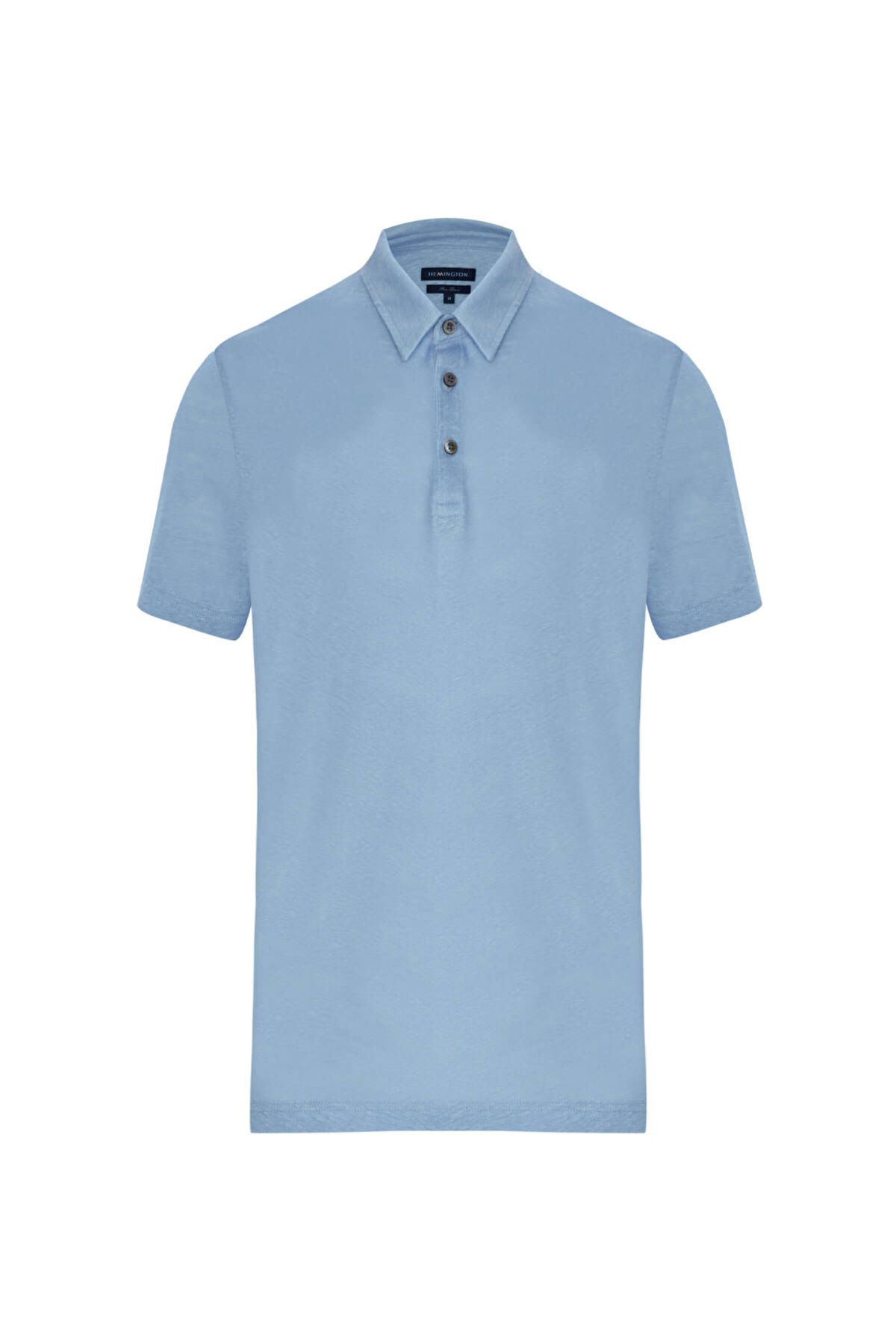 Hemington-Pure Linen Sky Blue Polo Neck T-Shirt Size: S 8