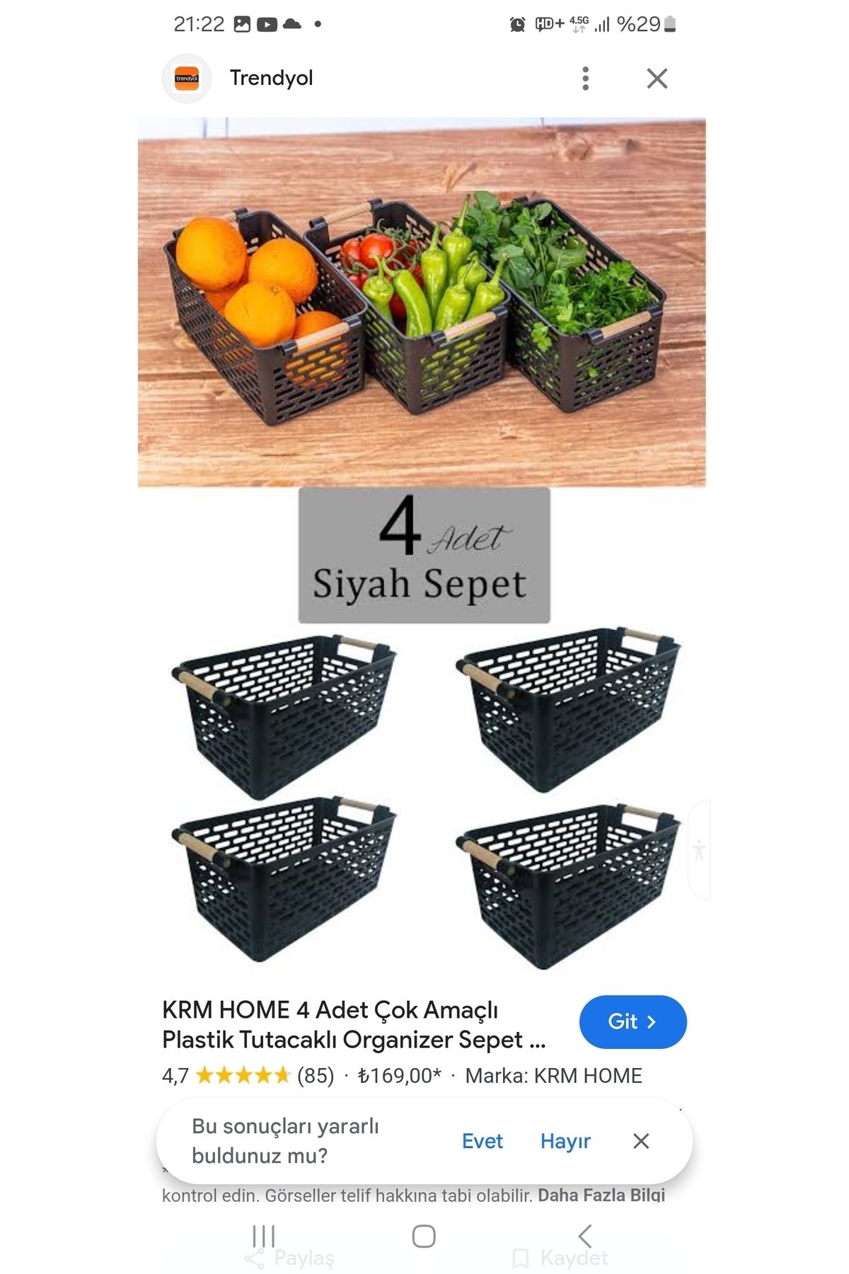 NEWSTORE HOME-4 Pieces Black Plastic Organizer Basket - Inner Cabinet and Drawer Organizer 4