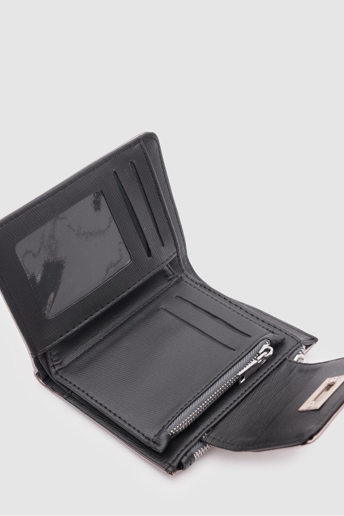 OLLBAG-Anthracite Patent Leather Wallet with Lock Detail - Ol-2030 3