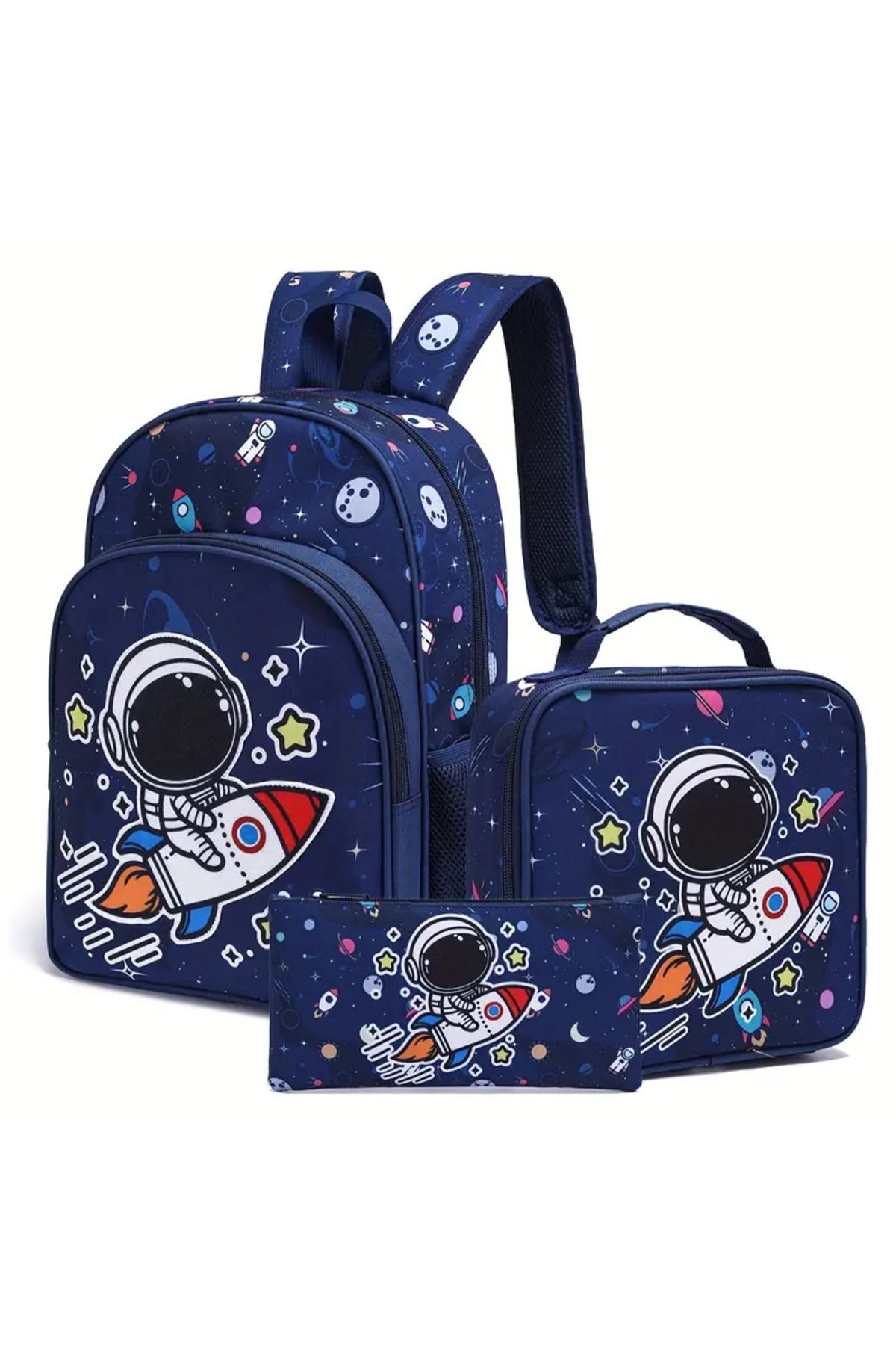 bundle island-Set of 3 Children's Backpacks Space Astronaut Figured (Backpack/Dining/Pencil Holder) U554 1