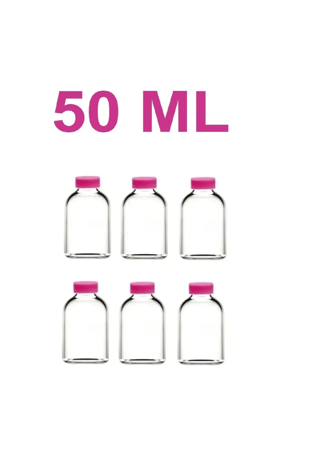 Juniberry 6 Adet 50ml Paşabahçe Cam Şişe Pembe Plastik Kapaklı Çok Amaçlı Shot Şişesi Meyve Suyu 6x50ml