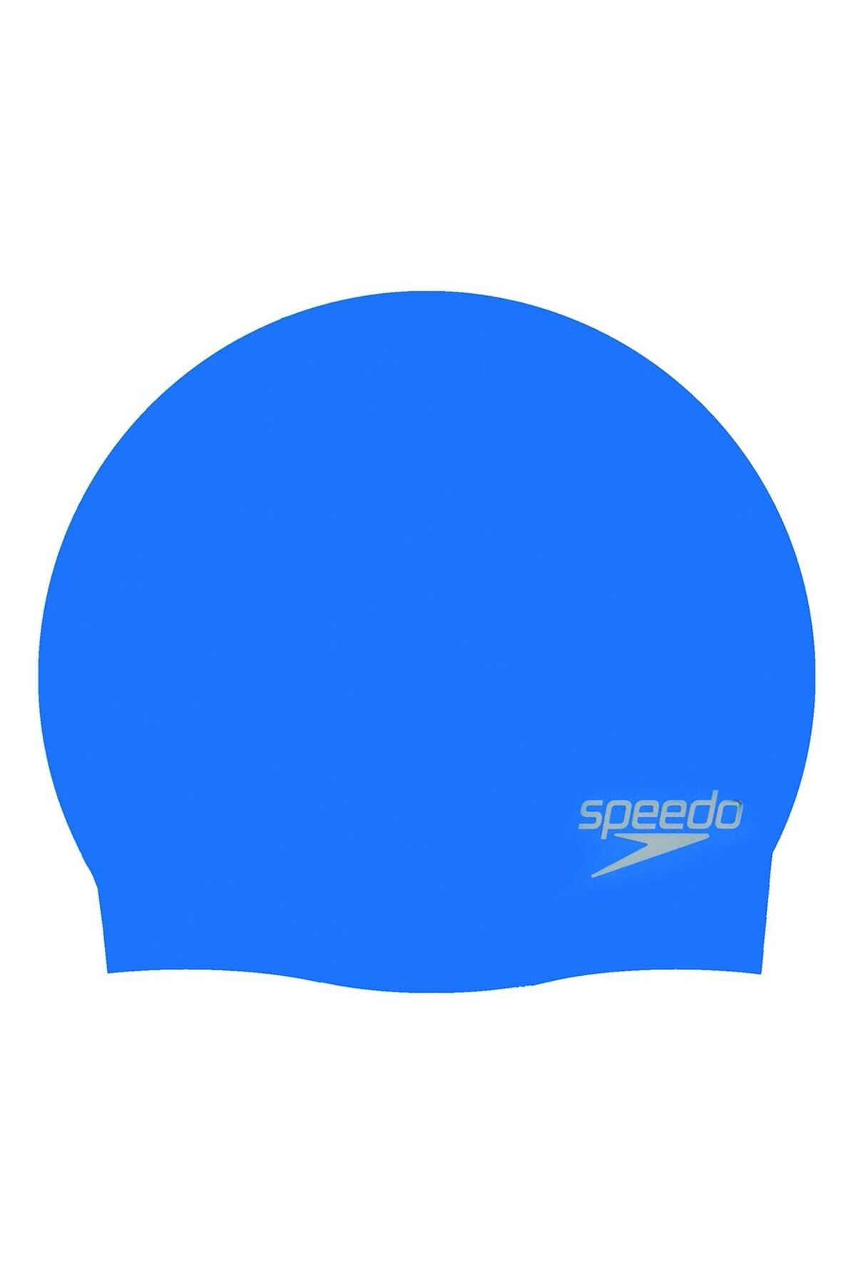 SPEEDO-8-709842610 Unisex Adult Plain Moulded Silicone Cap - Neon Blue, One Size 1