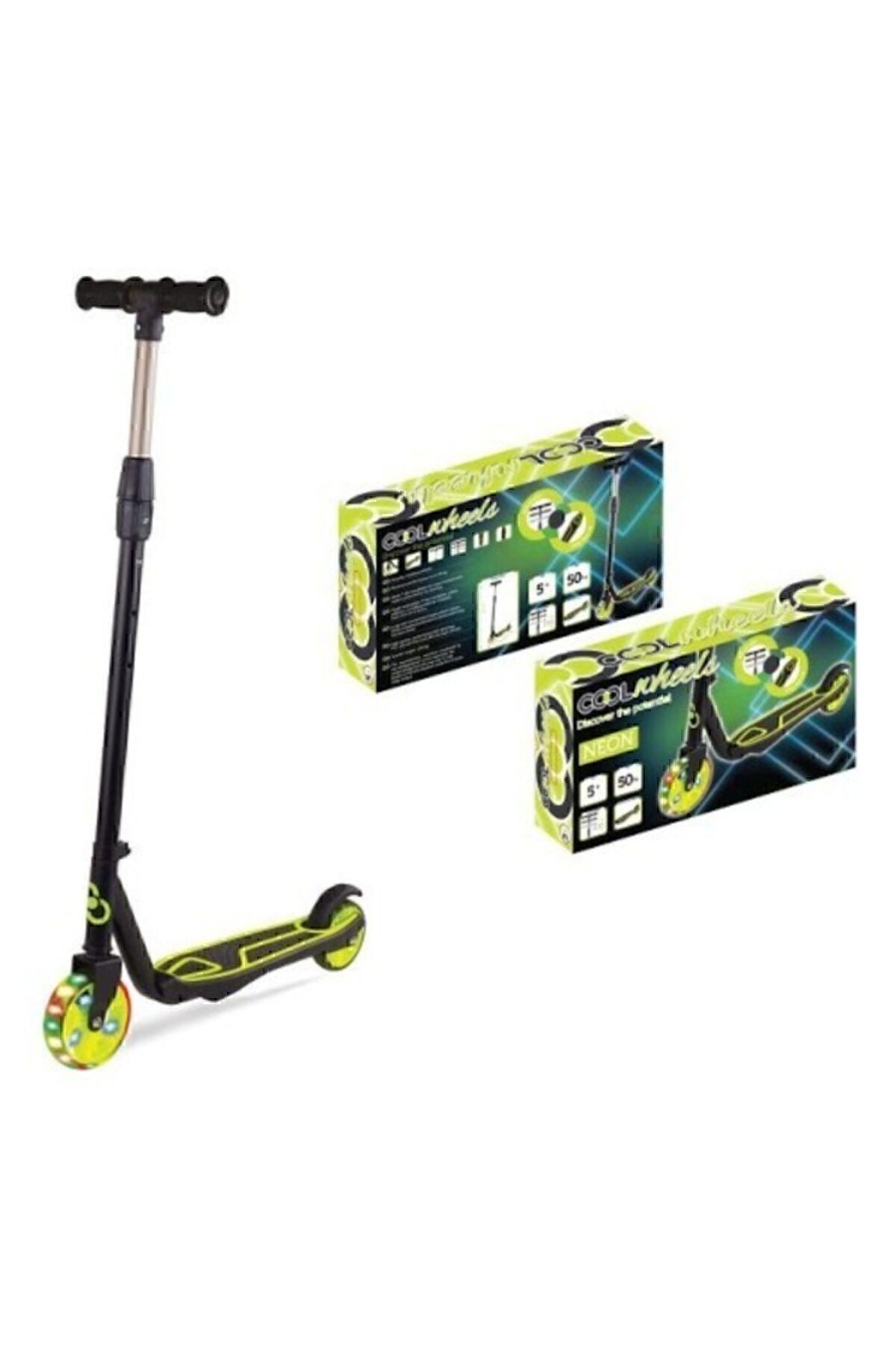 Mhm Collections Yeşil Cool Wheels 2 Tekerli Işıklı Ayarlanabilir Scooter