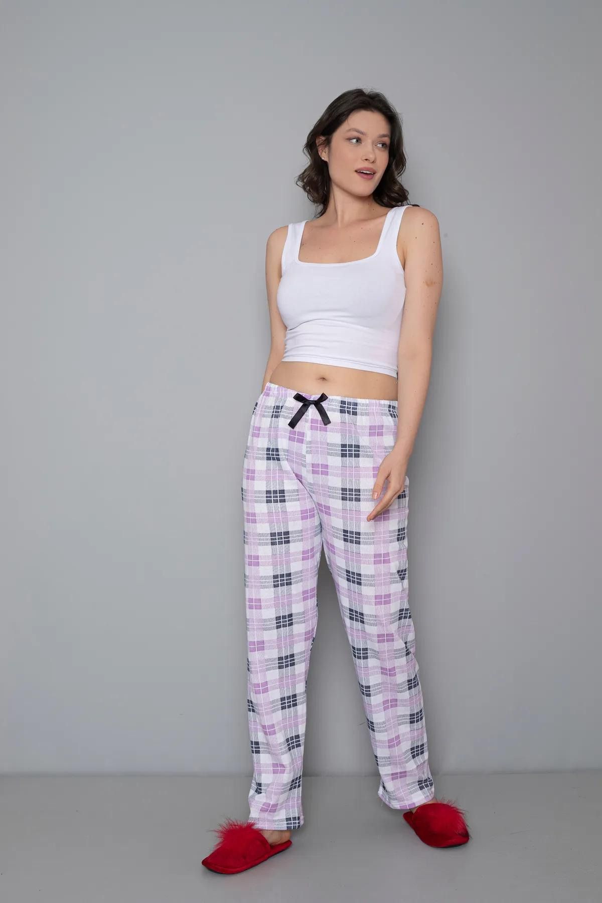 DONEX Pantaloni De Pijama De Damă Cu Imprimeu Din Țesătură Groasă Femeie - M