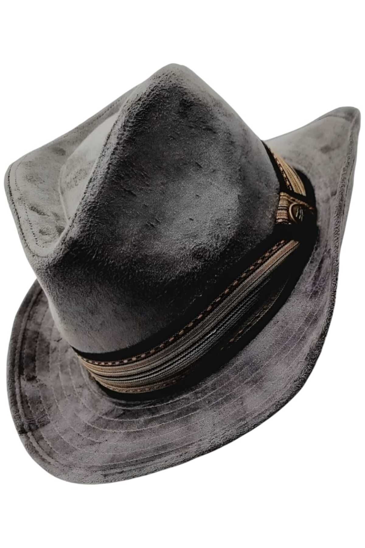 Uniquetrenders-Unisex Nubuck Cowboy Trilby Hat 7