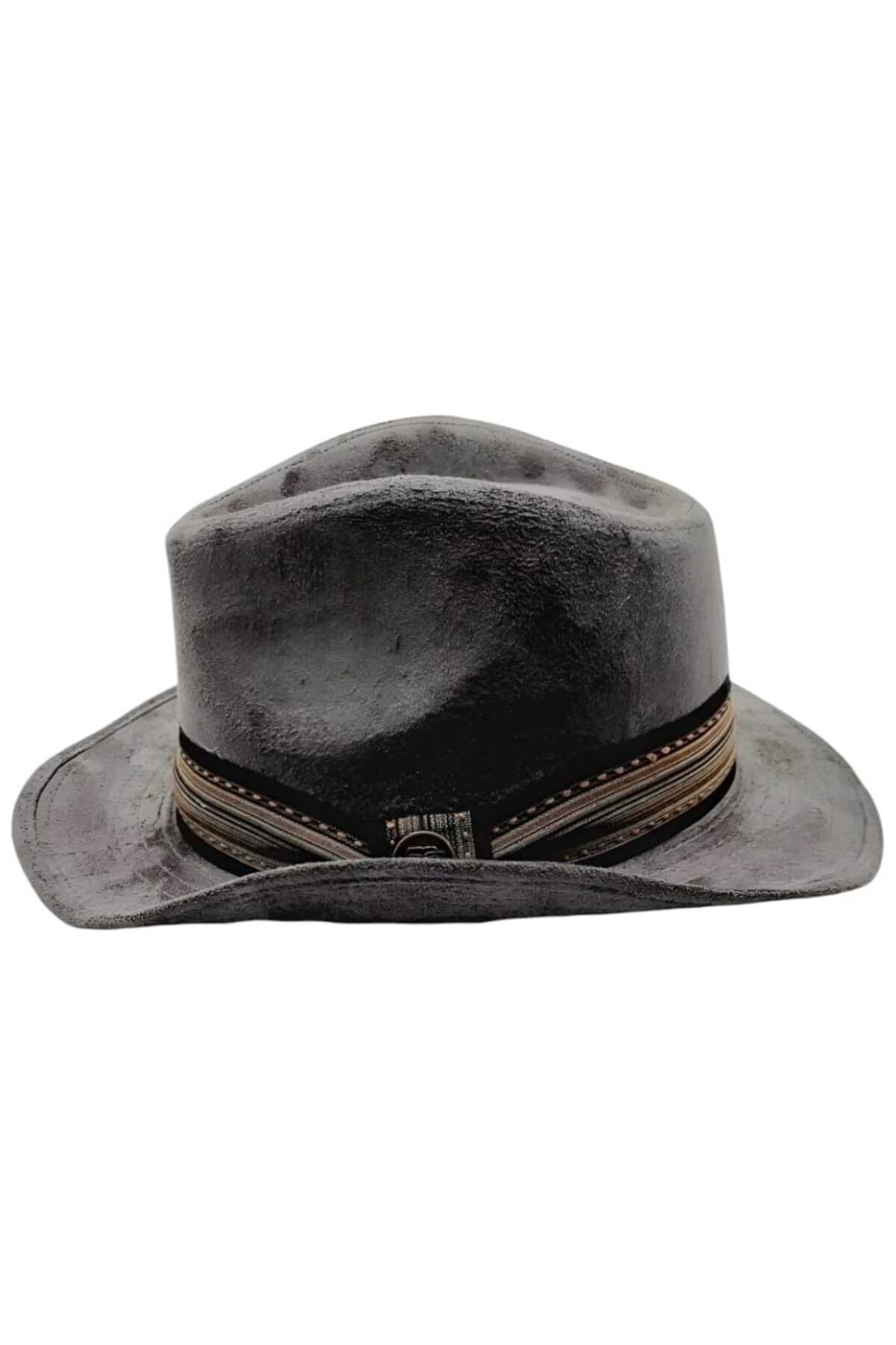 Uniquetrenders-Unisex Nubuck Cowboy Trilby Hat 3