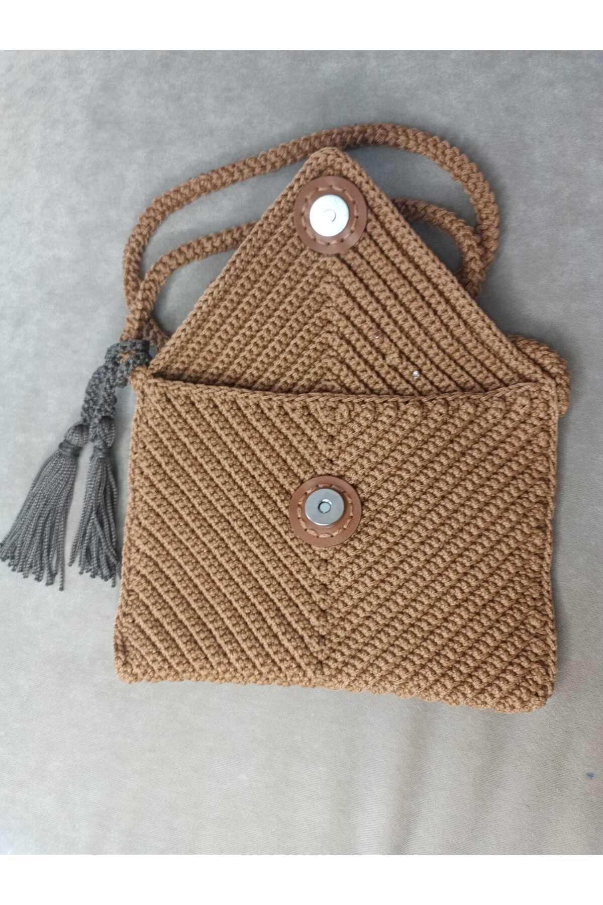 HelenDefne-Camel Color Macrame String Knitted Tassel Bag Souvenirs 2