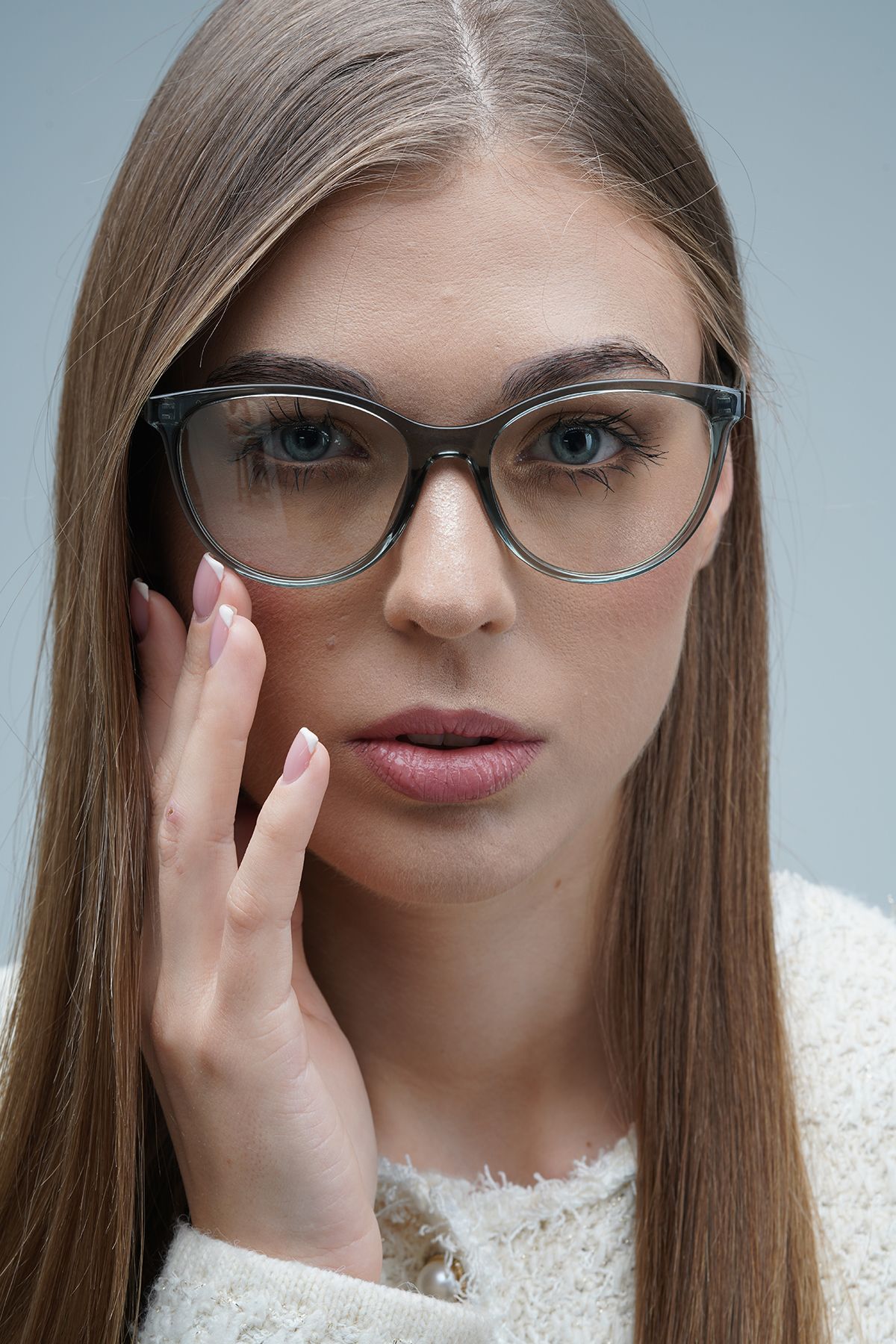 LOOKUP NEW-Jadon Smoked Grey - Cat Eye Unisex Tr90 Goggles, Clear Blue Screen 1