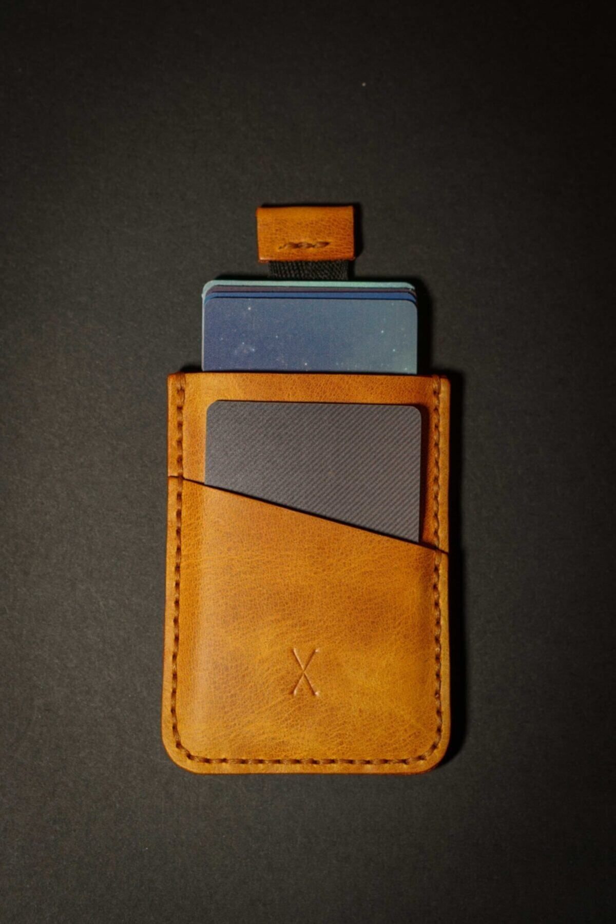 minimal X design-Minimal X V2 - Camel Color Mechanism Card Holder, Real Leather & Handmade - Practical Design 8