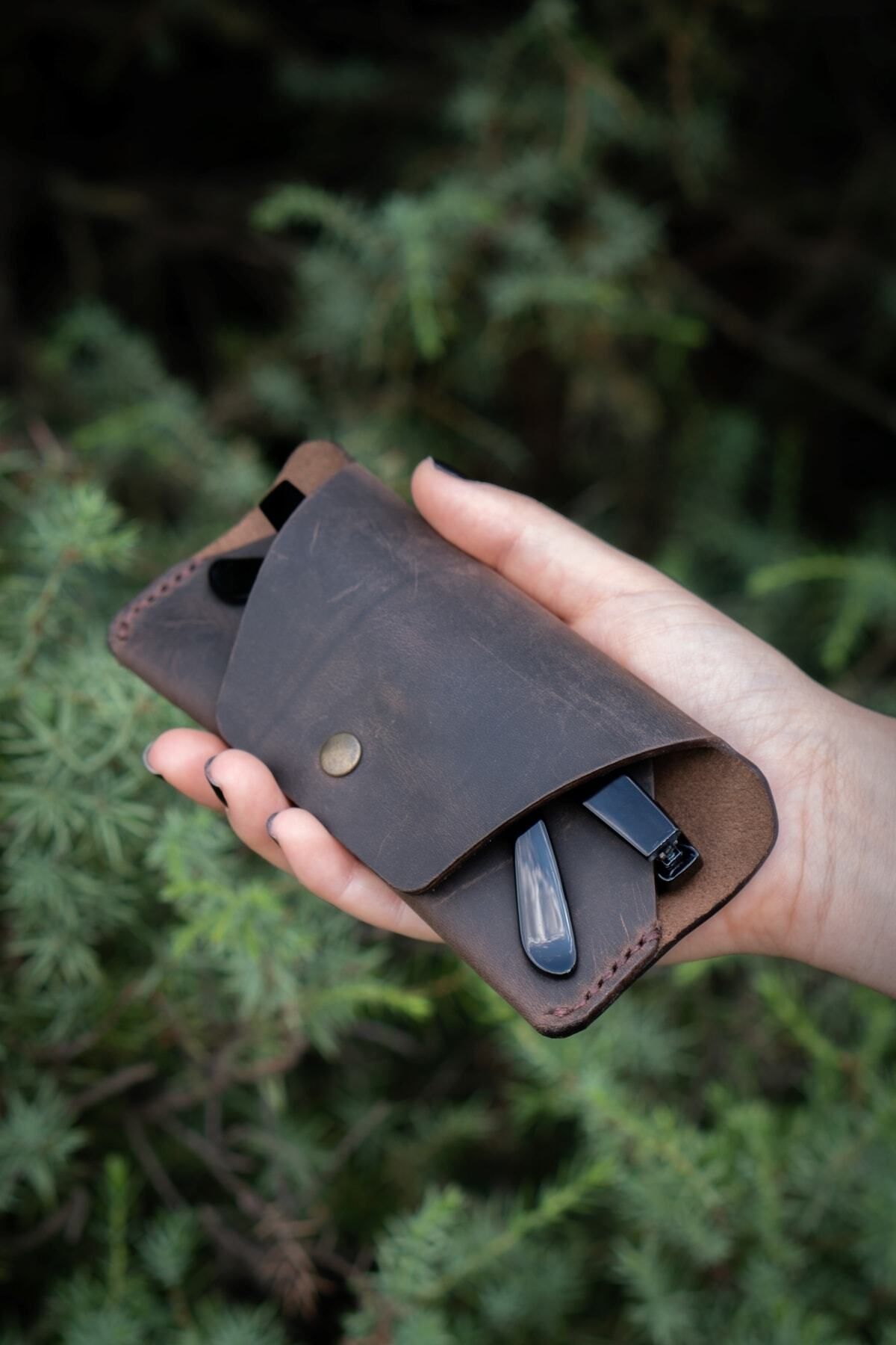 minimal X design-Minimal X Glasses Case - Chestnut - Real Leather & Handmade - Stylish Simple Design 6