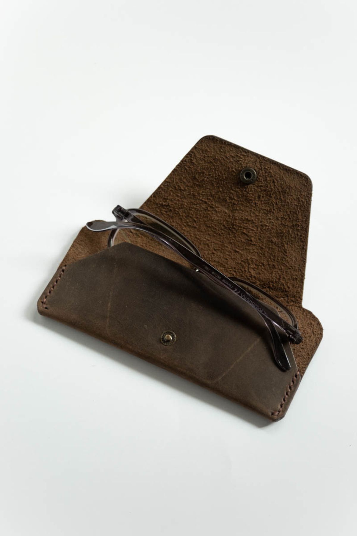 minimal X design-Minimal X Glasses Case - Chestnut - Real Leather & Handmade - Stylish Simple Design 8