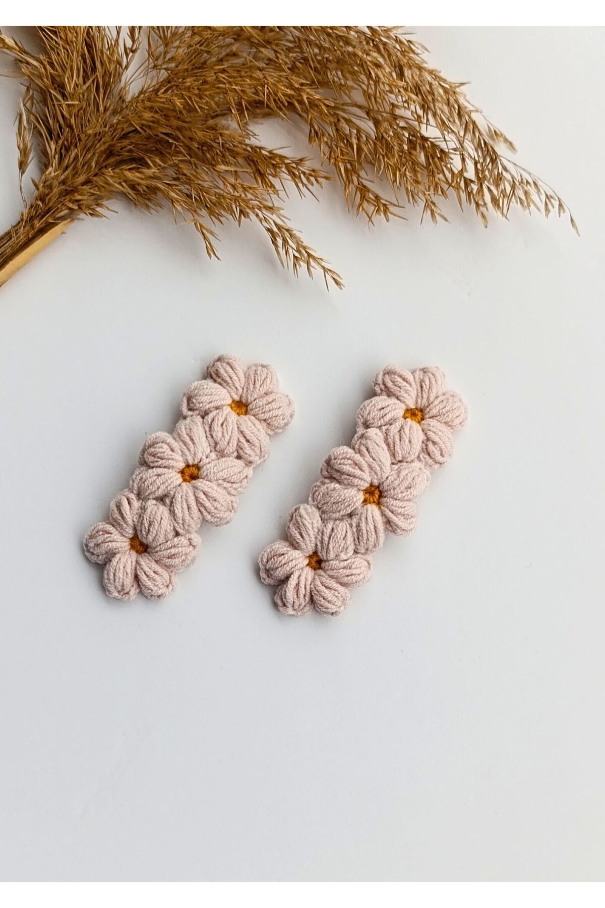 Masal Örgü Dünyası-Autumn Themed 3-Piece Daisy Wonderful Hair Accessories Snap Clip (1 Pair) 3