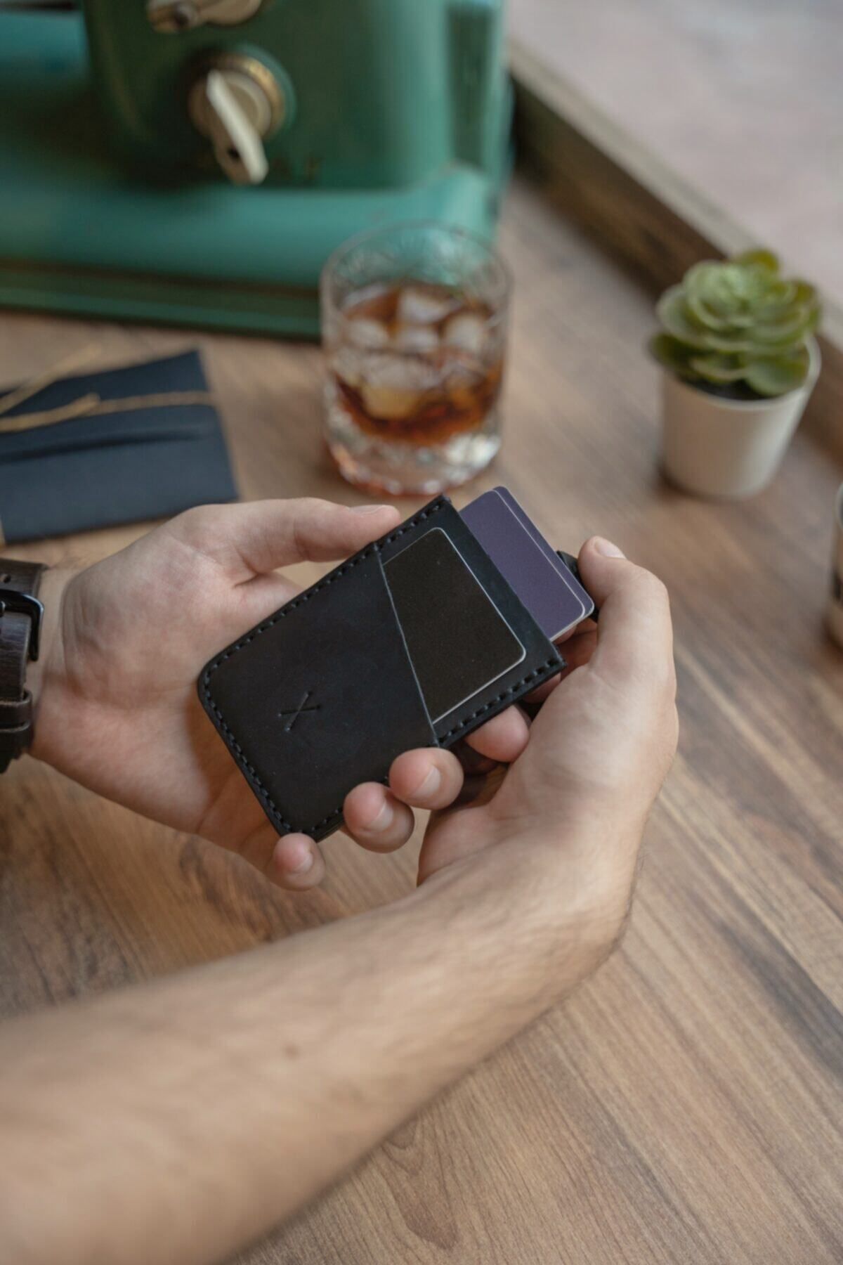 minimal X design-Dusty Black Minimal X V2 Mechanism Card Holder - 4