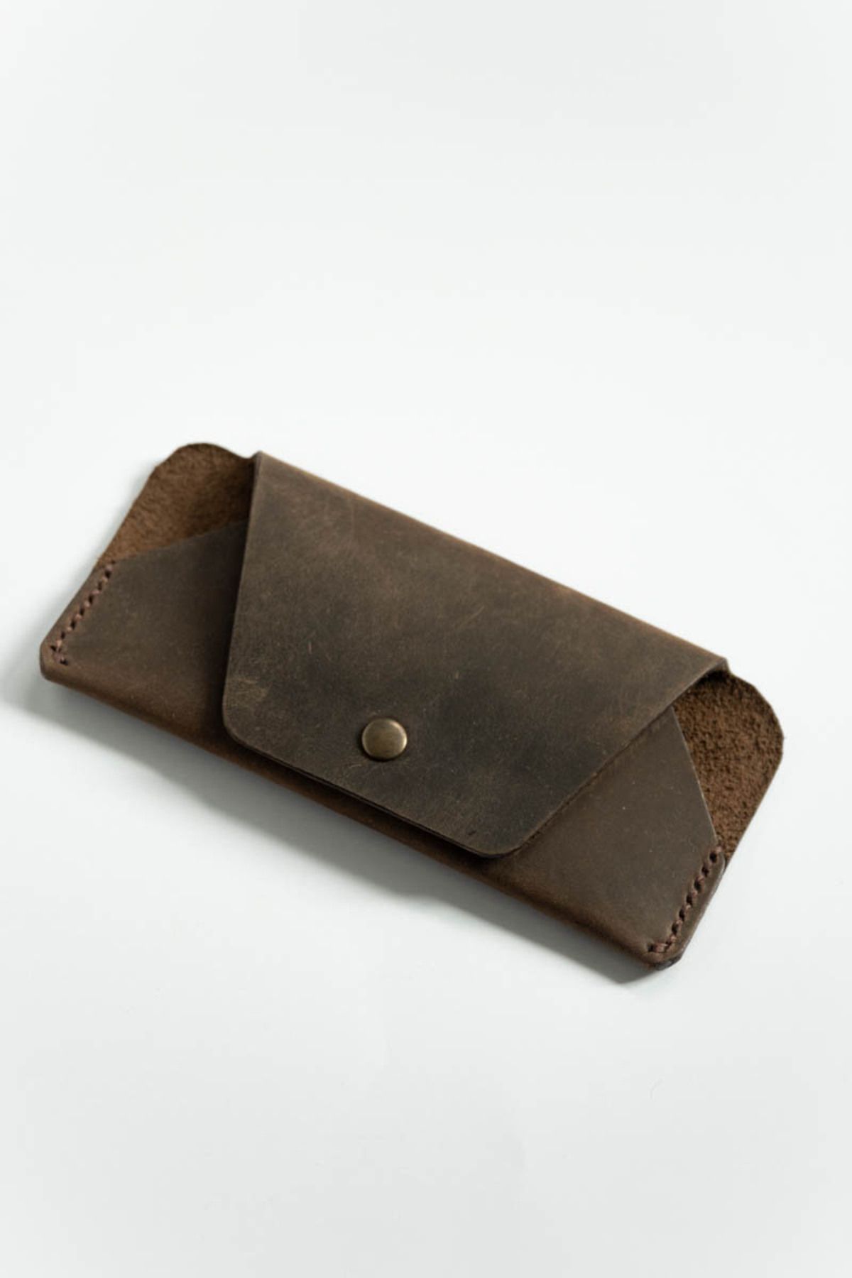 minimal X design-Minimal X Glasses Case - Chestnut - Real Leather & Handmade - Stylish Simple Design 7