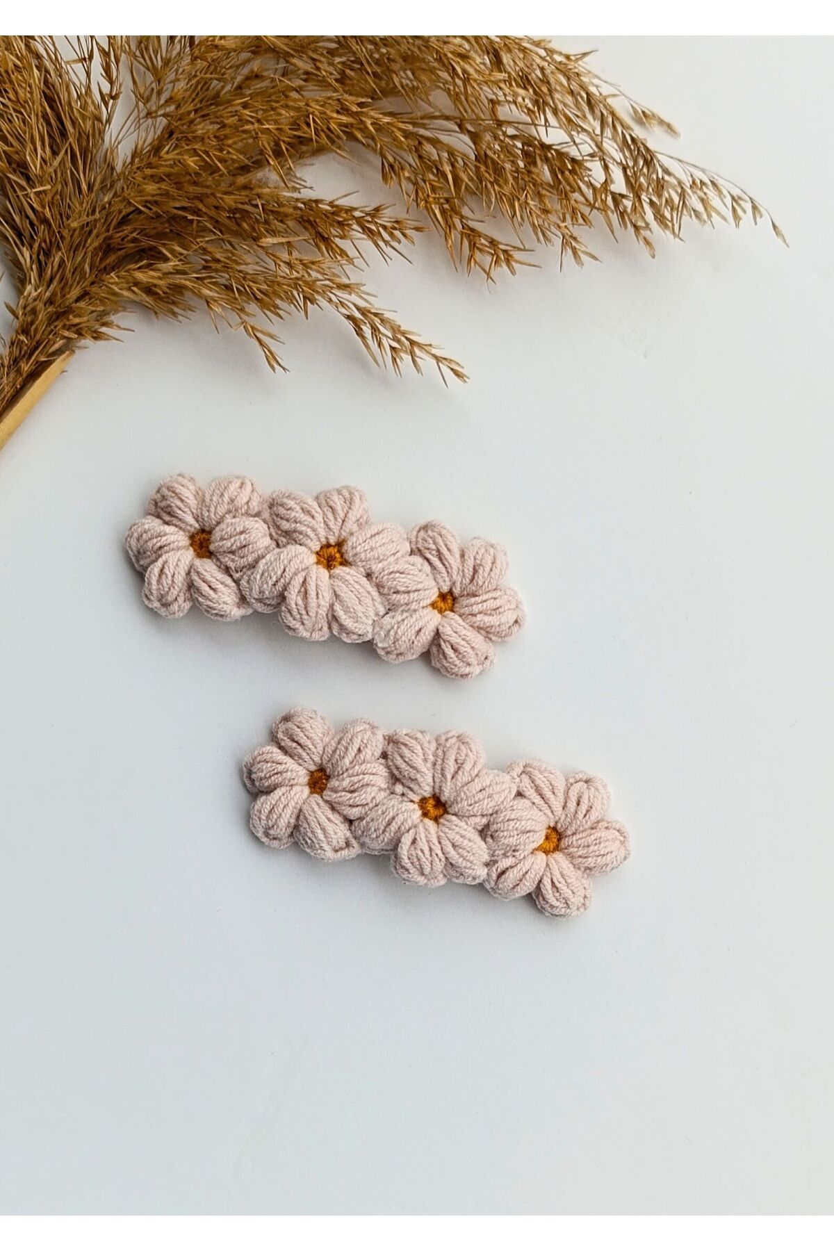 Masal Örgü Dünyası-Autumn Themed 3-Piece Daisy Wonderful Hair Accessories Snap Clip (1 Pair) 2