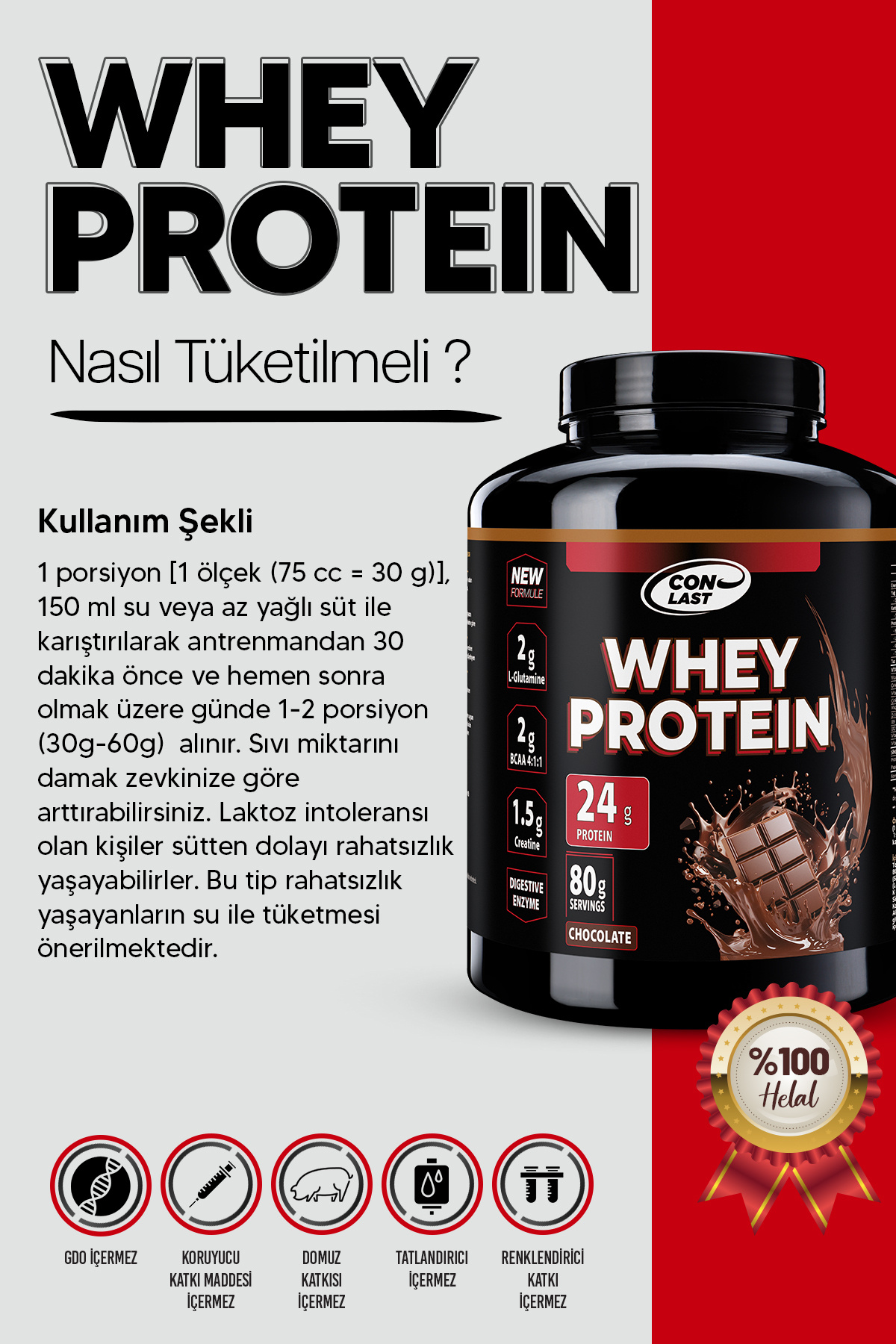 Conlast-Whey Protein with Chocolate 2000g Pre-Workaut 300g 4