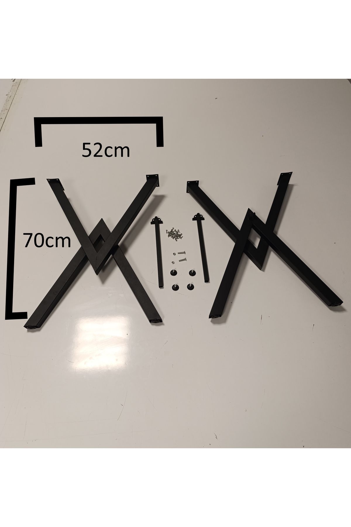 demirhanlar mobilya 2 Adet 65 Cm Metal Yemek Mutfak Çalışma Masası Ofis Kütük Sunta Mdf Balkon Bahçe Masa Ayağı