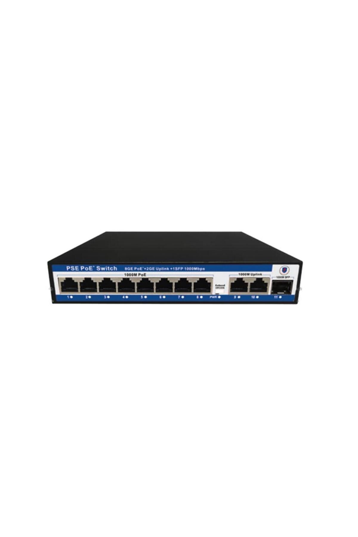 Vobotek Teknoloji Nova NVC-PSEG0821 8 Port Poe+ 10-100-1000 Mbps 2 Port 10-100-1000 Mbps Uplink 1 Port SFP Switch 120