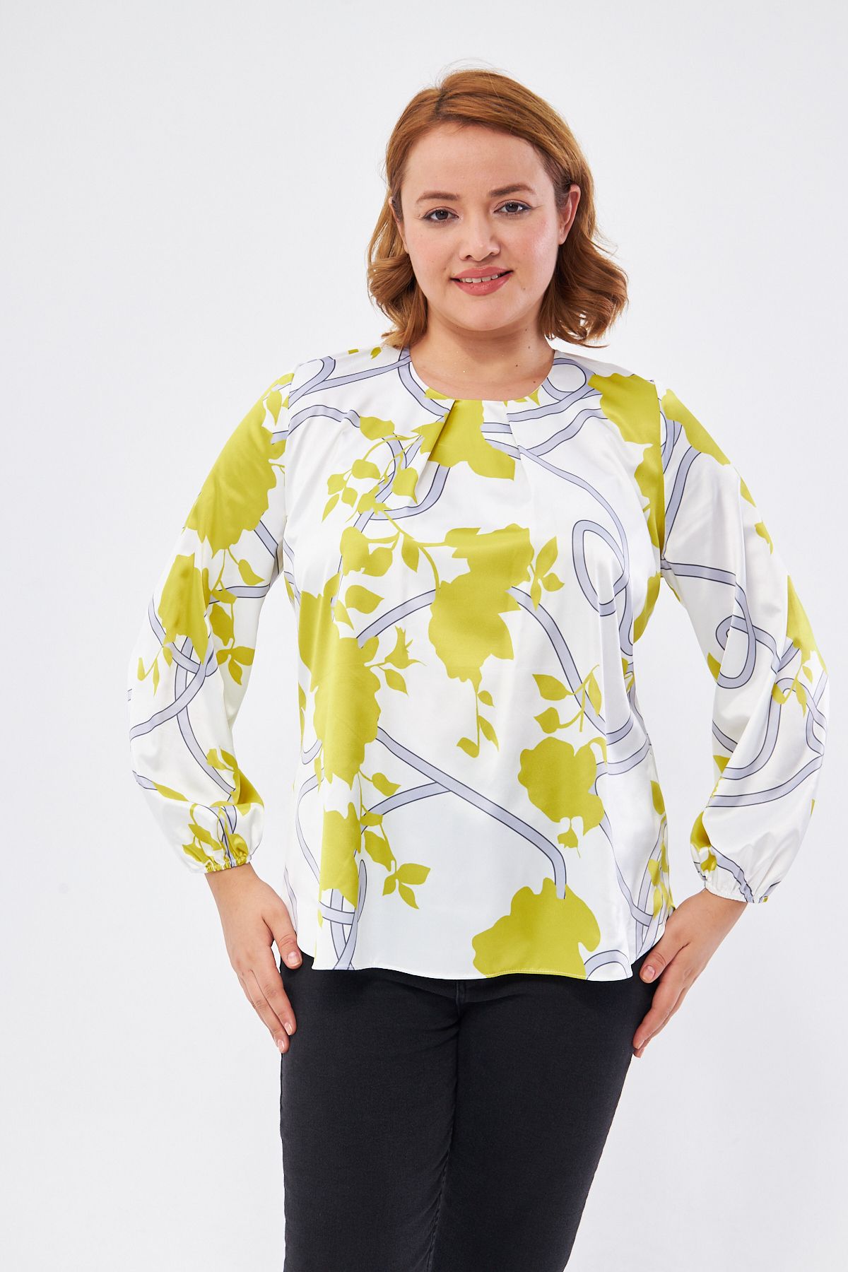 Ayhanlar Collection-Plus Size Blouse - White - Slim 8