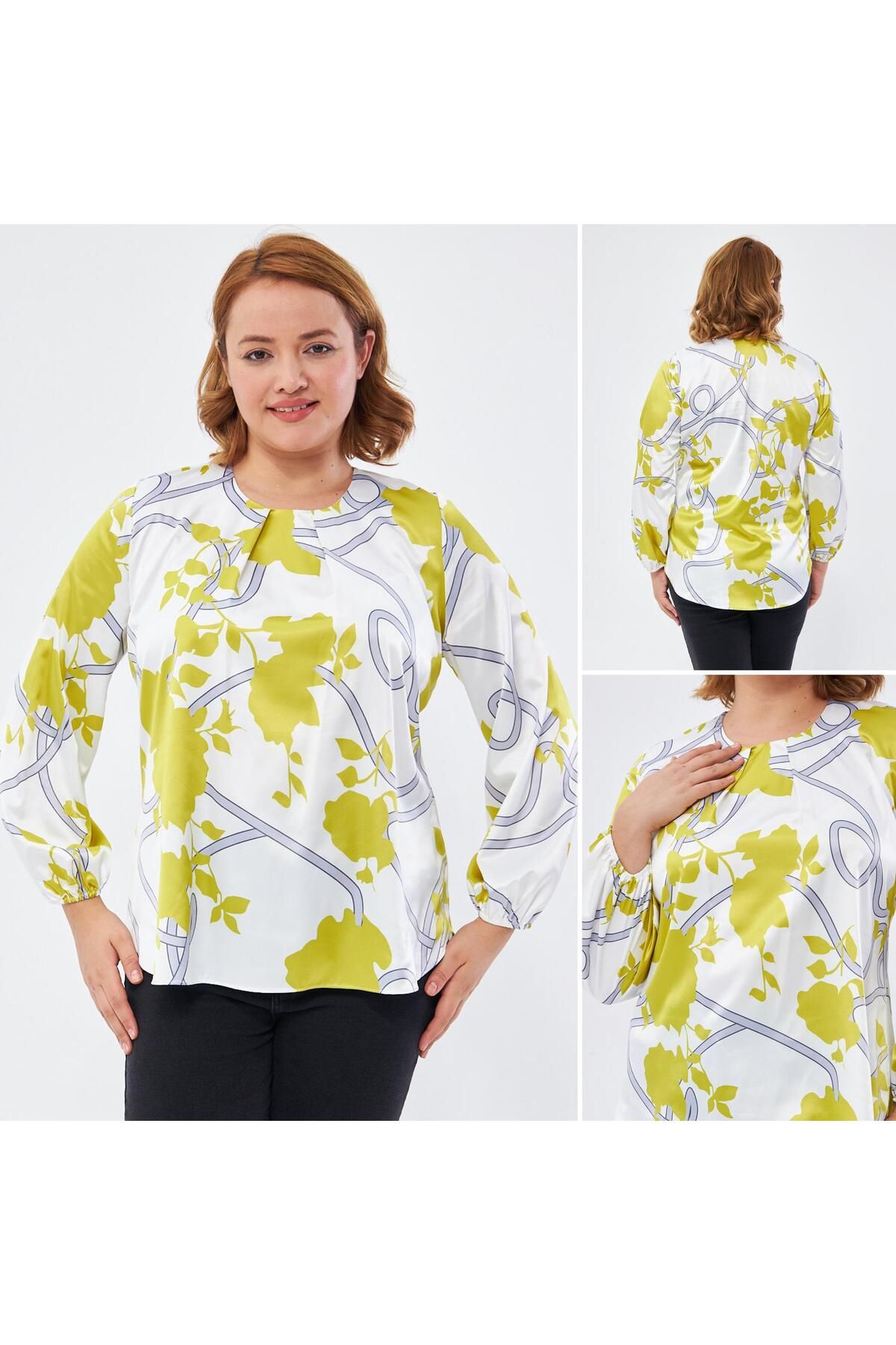 Ayhanlar Collection-Plus Size Blouse - White - Slim 1