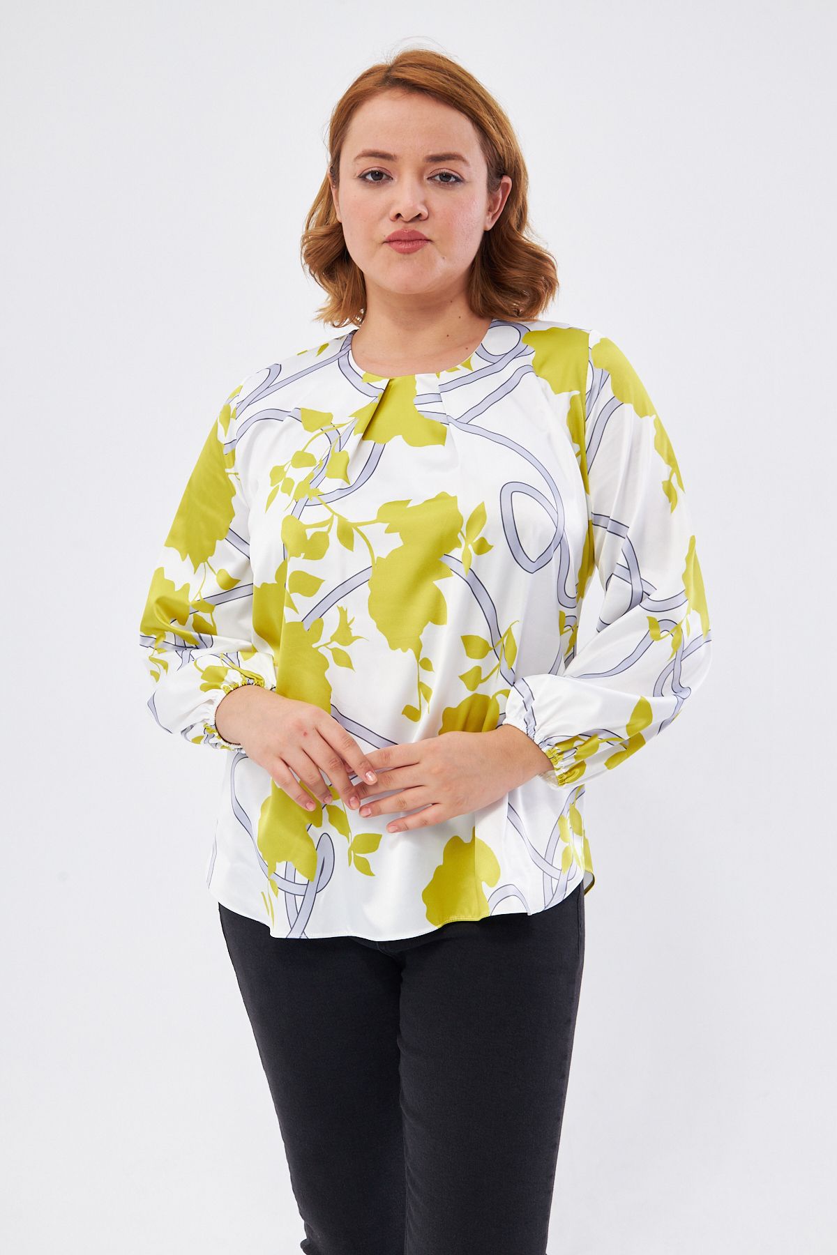 Ayhanlar Collection-Plus Size Blouse - White - Slim 6