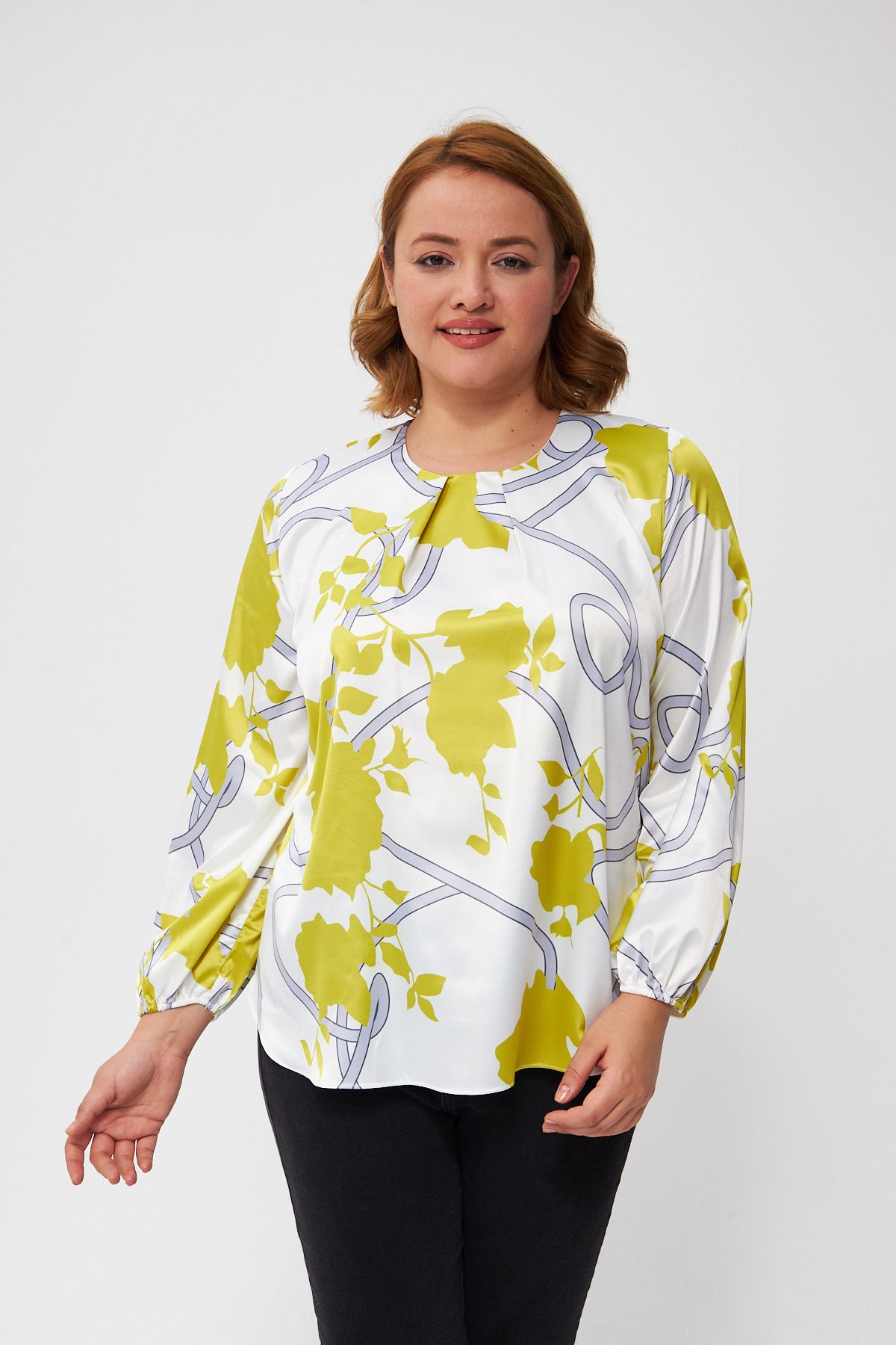 Ayhanlar Collection-Plus Size Blouse - White - Slim 7