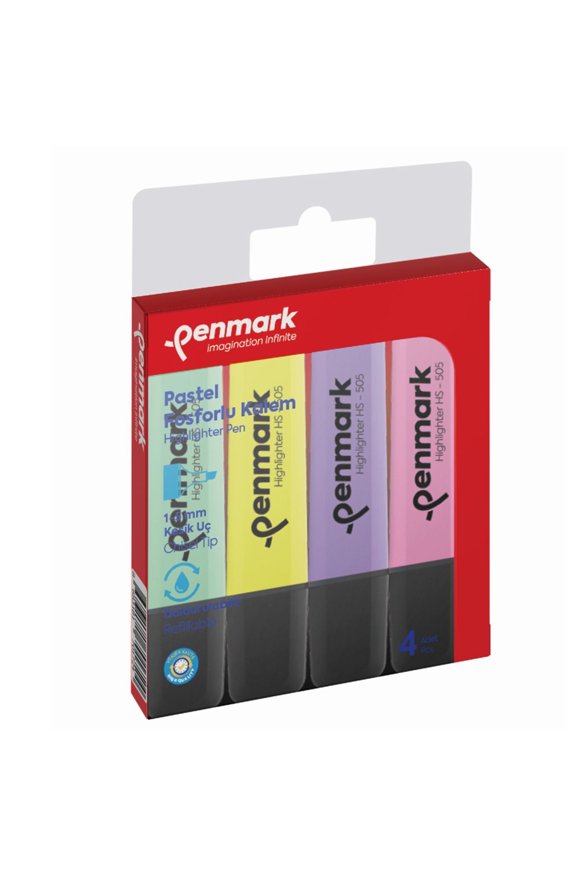 penmark Fosforlu Kalem 4 Lü Karışık Renk Pastel Hs 505 4p