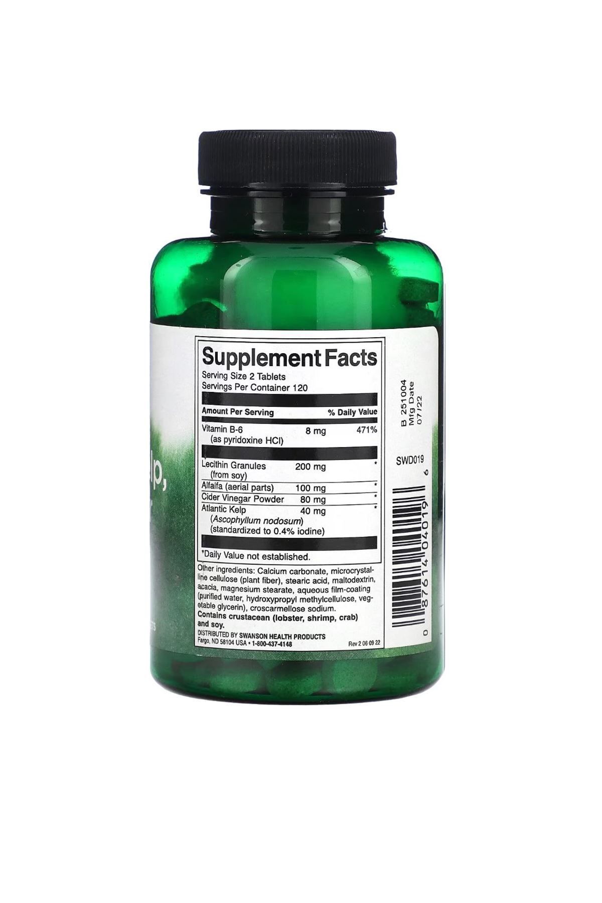 SWANSON-Lecithin, Kelp, B6 and Cider Vinegar - 240 Tablets 2
