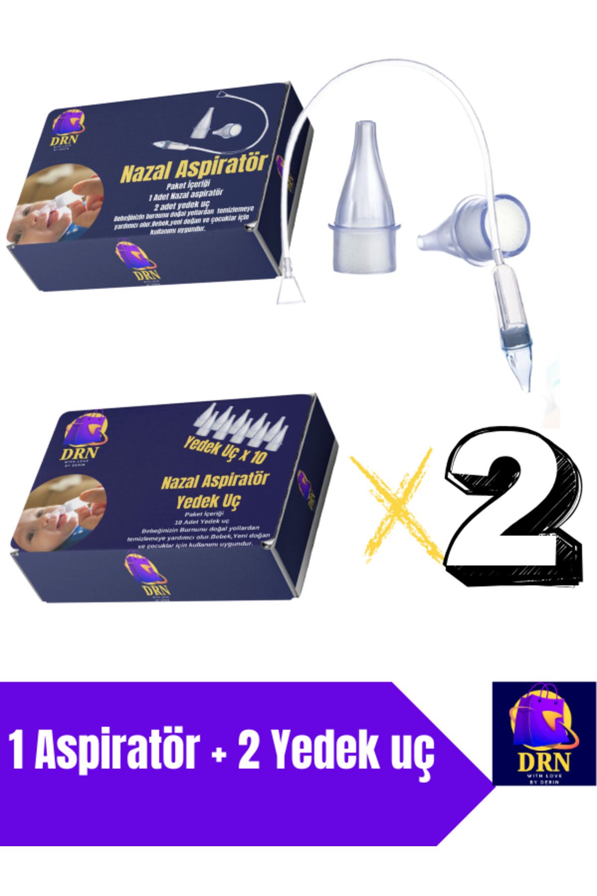 drn etrade Nazal aspiratör set | 1 adet aspiratör | 22 adet yedek uç