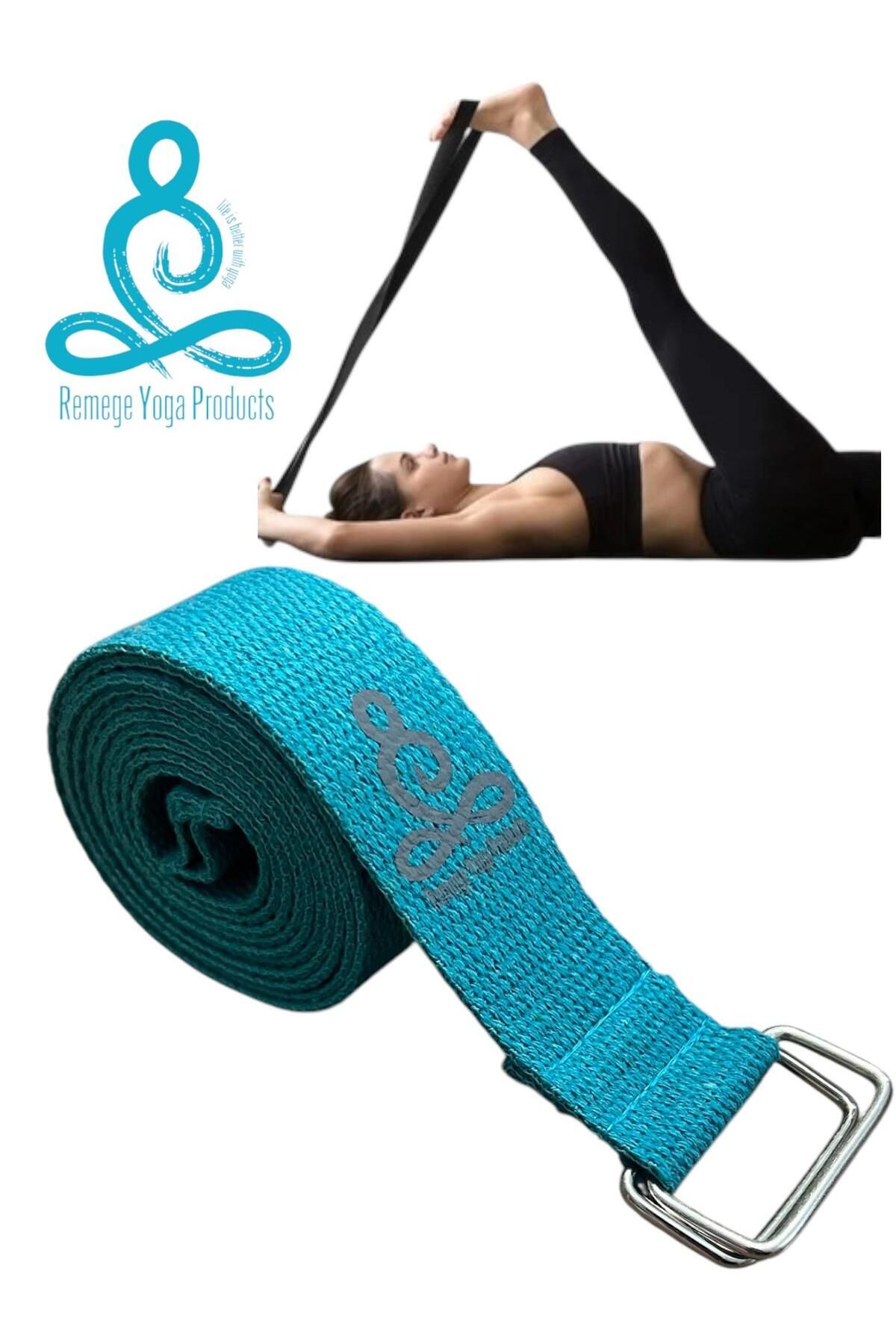 Remege Spor Malzemeleri Yoga Kemeri  - Yoga Kayışı - Yoga Germe Kayışı - Yoga Baskılı Yoga Kemeri 180 Cm Çift Halkalı