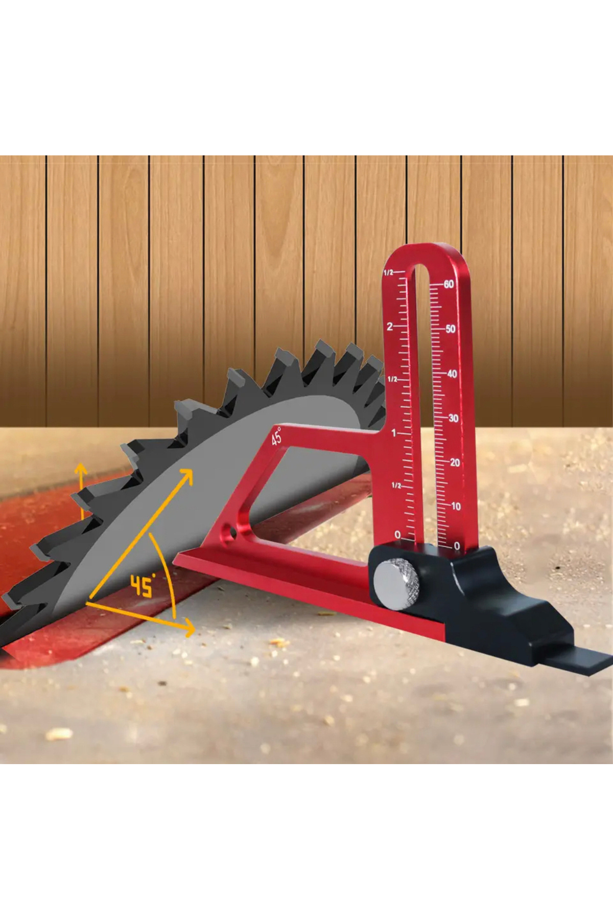 BGA-Carpenter 0-60mm Depth Gauge Recliner Saw Height Gauge Ruler 45 Degree Angle Measuring Ruler 2