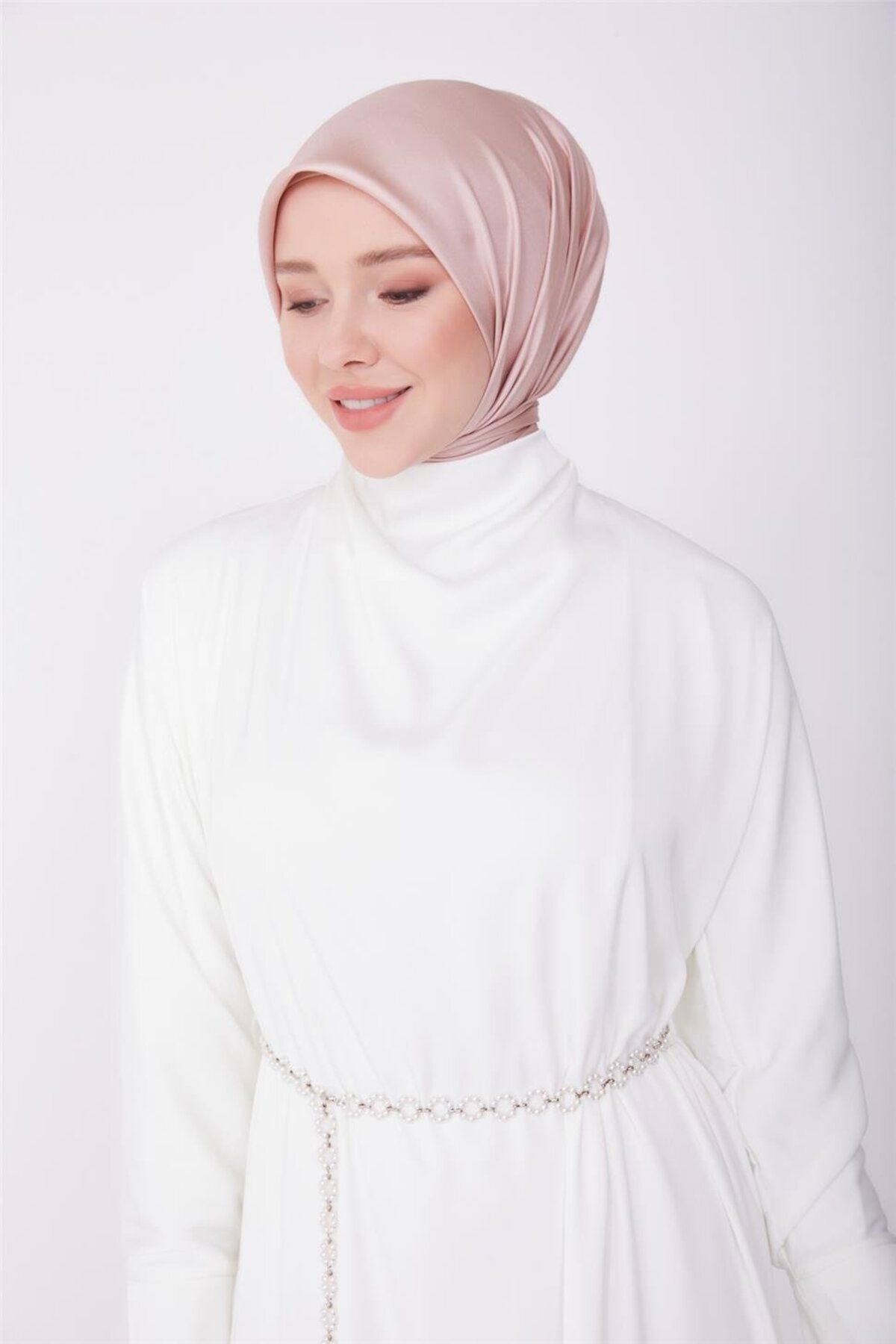 Armine-Ecru Degaje Neckline and 2 Sashes Evening Dress - 23Y9611 4