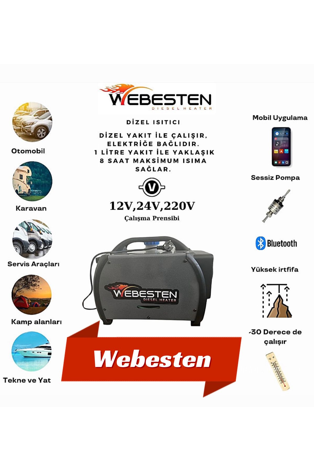 WEBESTEN Pro+ / Vebasto Muadili Dizel Isıtıcı (Bluetooth)