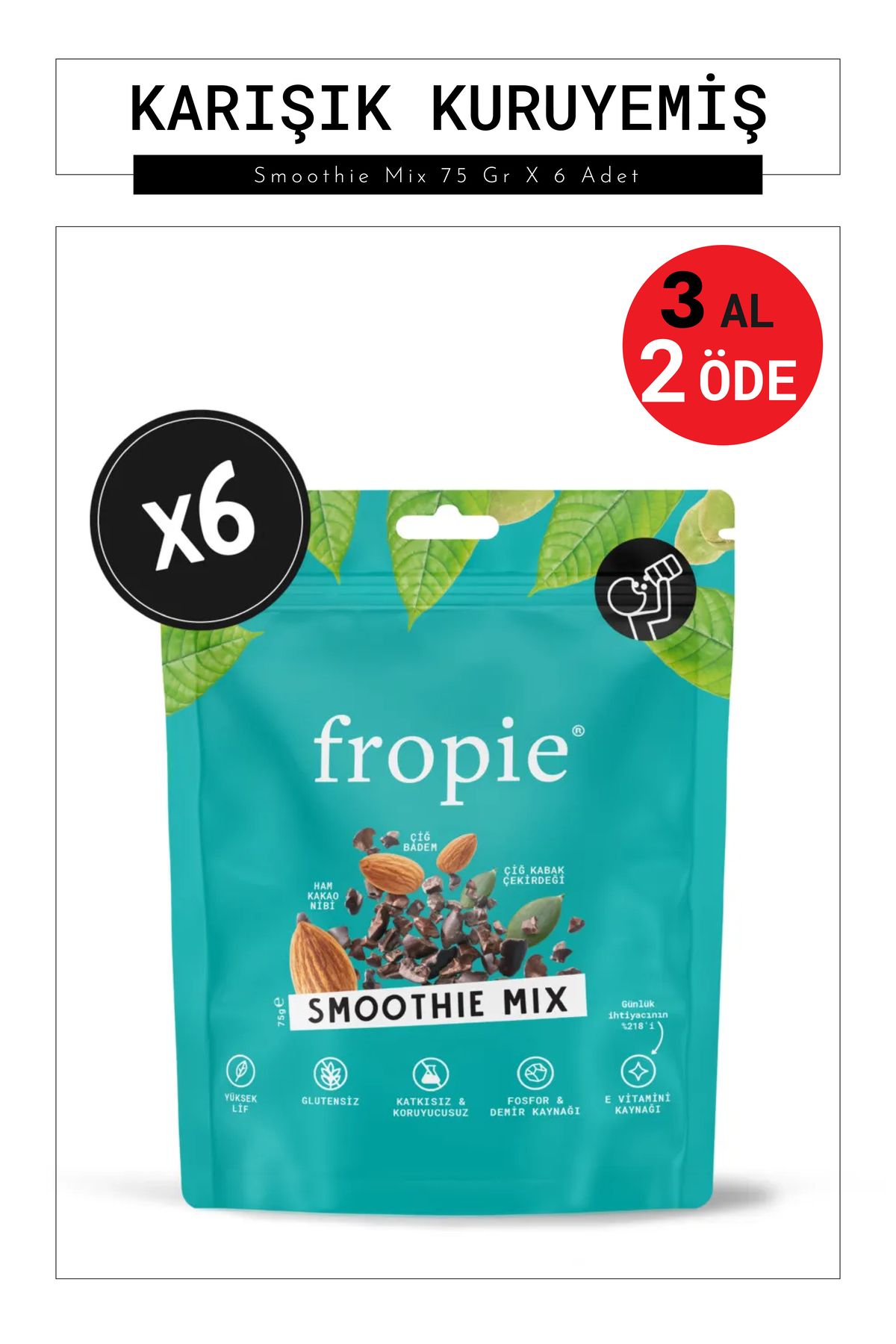 FROPİE Karışık Kuruyemiş - Smoothie Mix 75 Gr X 6 Adet