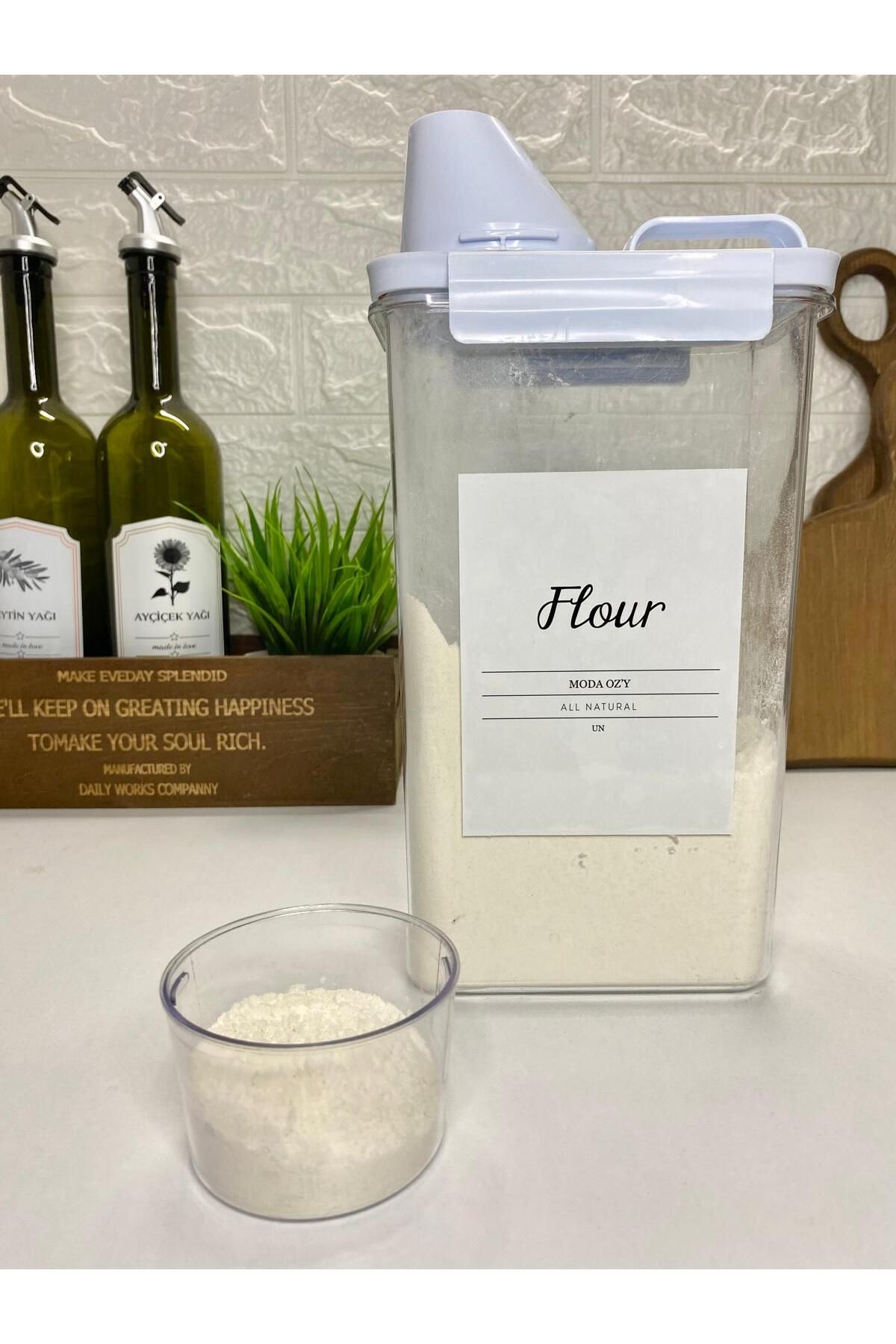 MODA OZY-Vacuum Acrylic Storage Container with Measure Lid 2300ml Food Container with Label 5