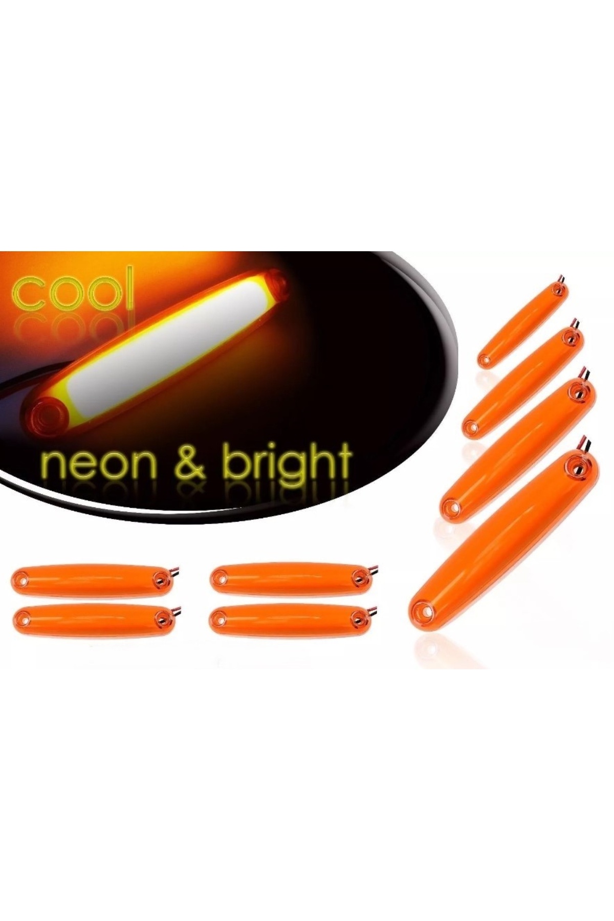 AHMET OTOMOTİV (8 ADET) Neon Parmak Led Lamba Sarı 12 v 24 v