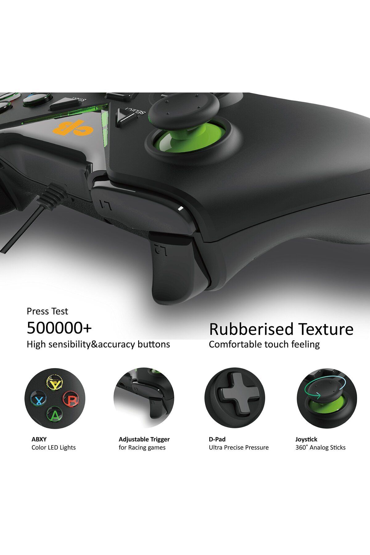 Cosmic Byte-C1070t Gamepad | Black | Wireless | For Pc/ps3 | Enhanced Grip | Double Triggers 5