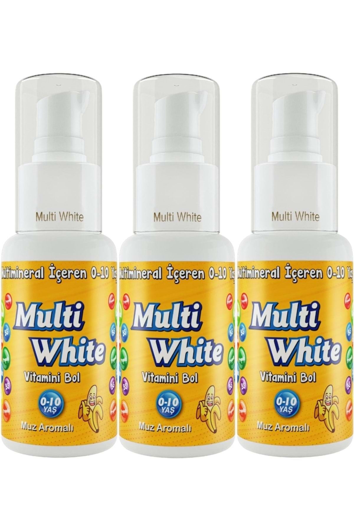 Multi White Diş Macunu 50ML Muz Aromalı Bol Vitaminli (0-10 Yaş) (3 Lü Set)