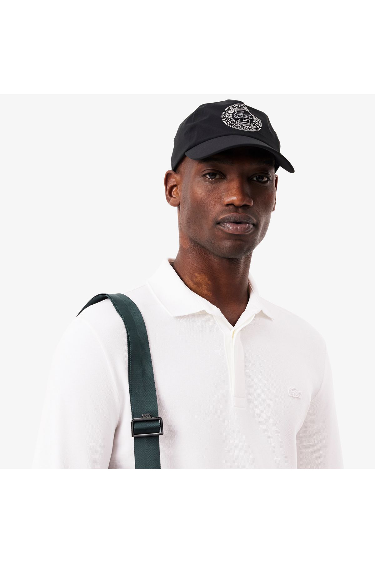 تی شرت یقه پولو سفید مردانه آستین بلند و مناسب پاریس Lacoste