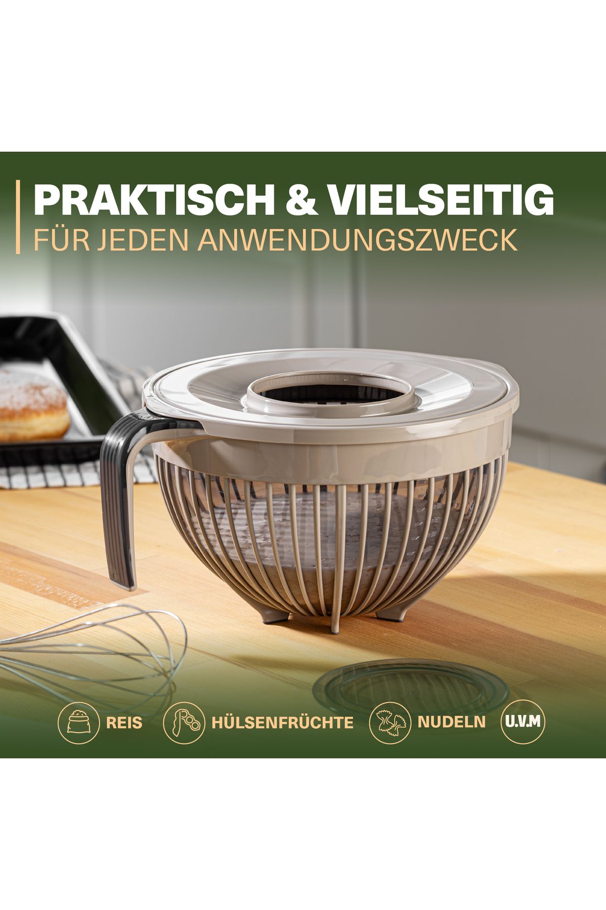 Viwares-Linea Mixer mit Deckel – Beige – (3 Liter) Stilvoller und vielseitiger Küchenhelfer 5