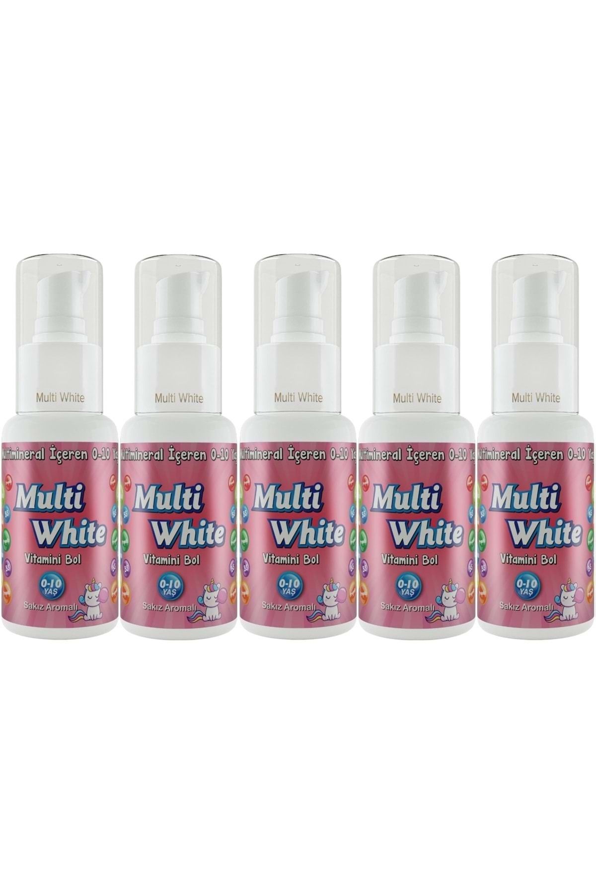 Multi White Diş Macunu 50ML Sakız Aromalı Bol Vitaminli (0-10 Yaş) (5 Li Set)